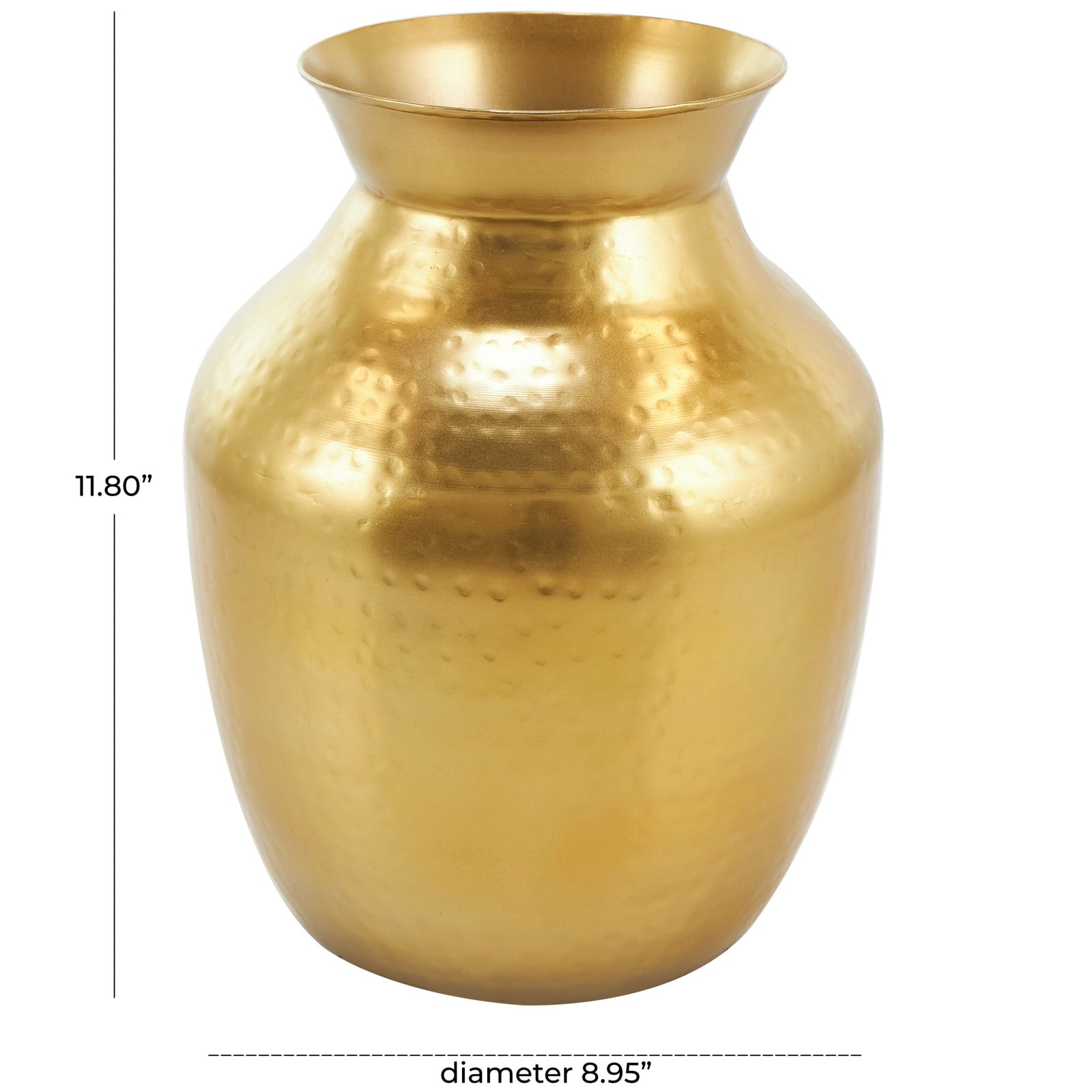 12&#x22; Gold Metal Hammered Spotted Vase