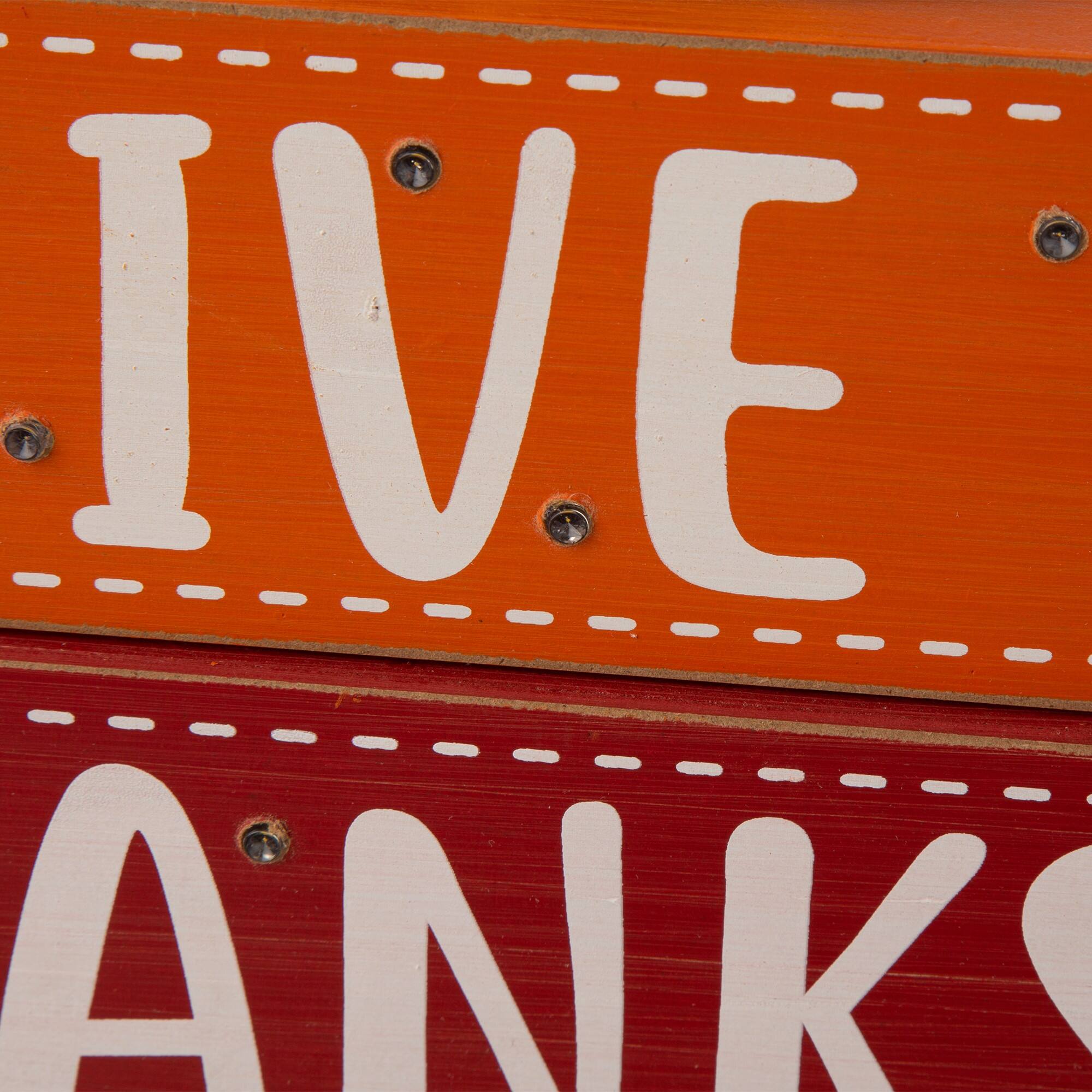 Glitzhome® 12" Pre-Lit Thanksgiving Wooden Turkey Table Décor LED Lights