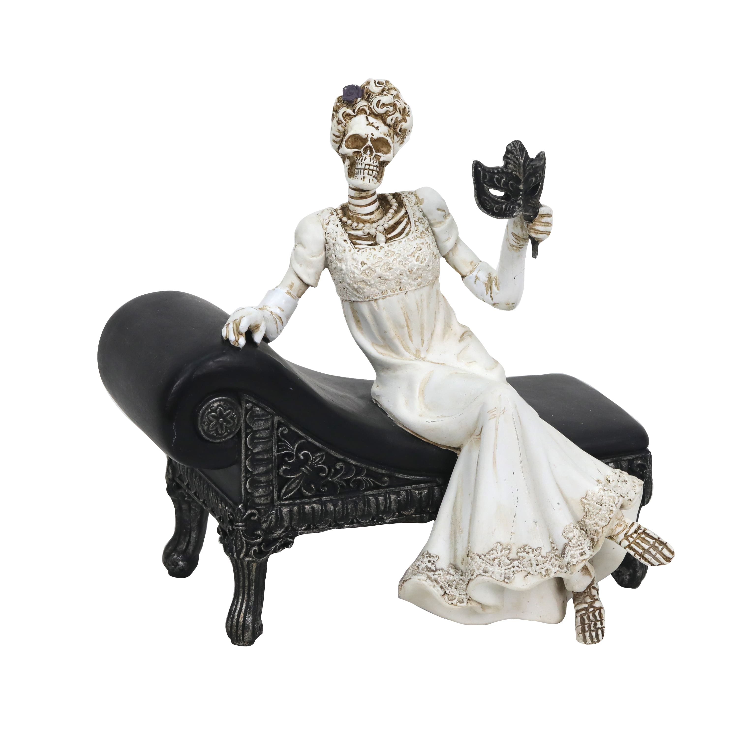 7&#x22; Skeleton Bride with Mask on Chaise Lounge Tabletop D&#xE9;cor by Ashland&#xAE;