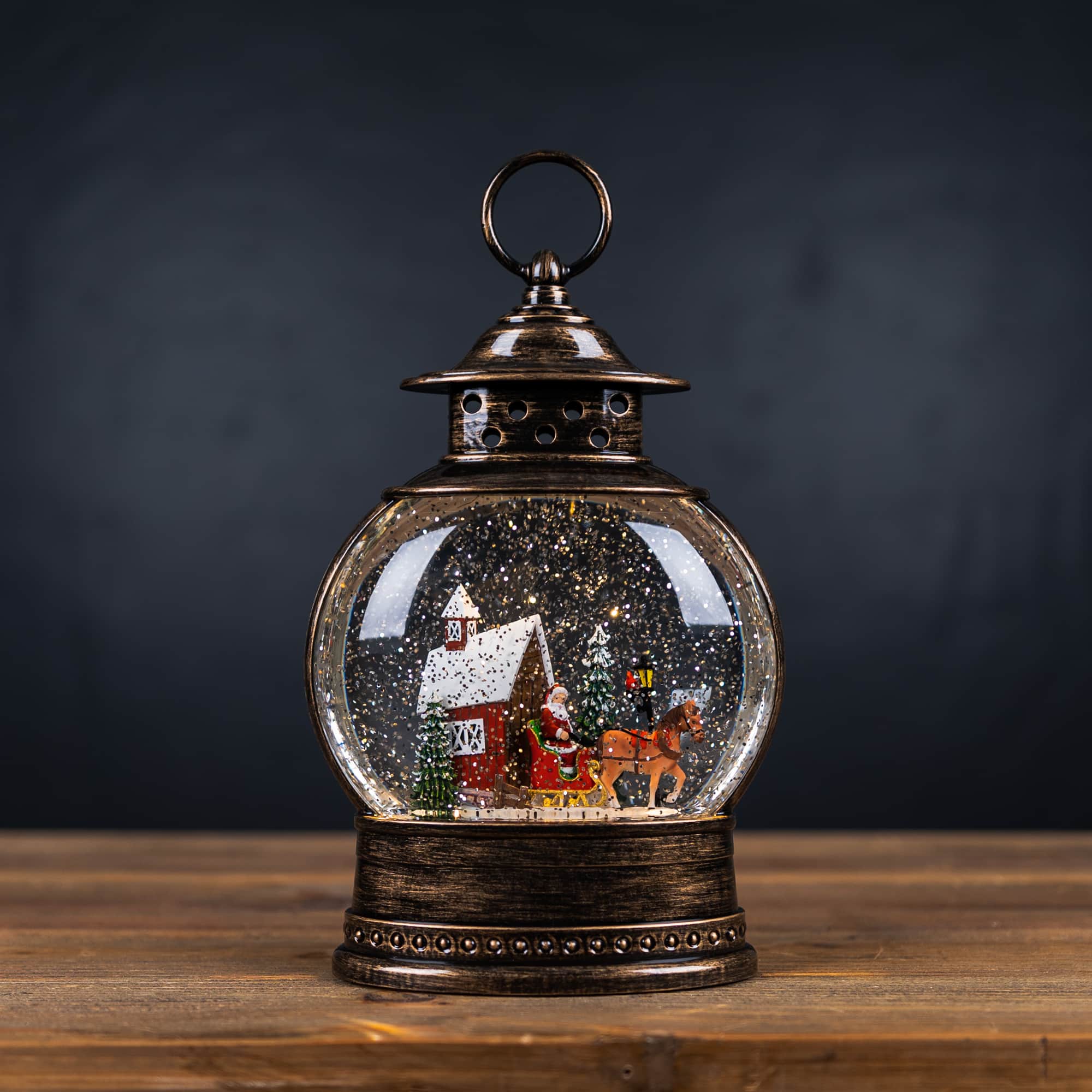 11.5" LED Snow Globe with Santa's Sleigh
