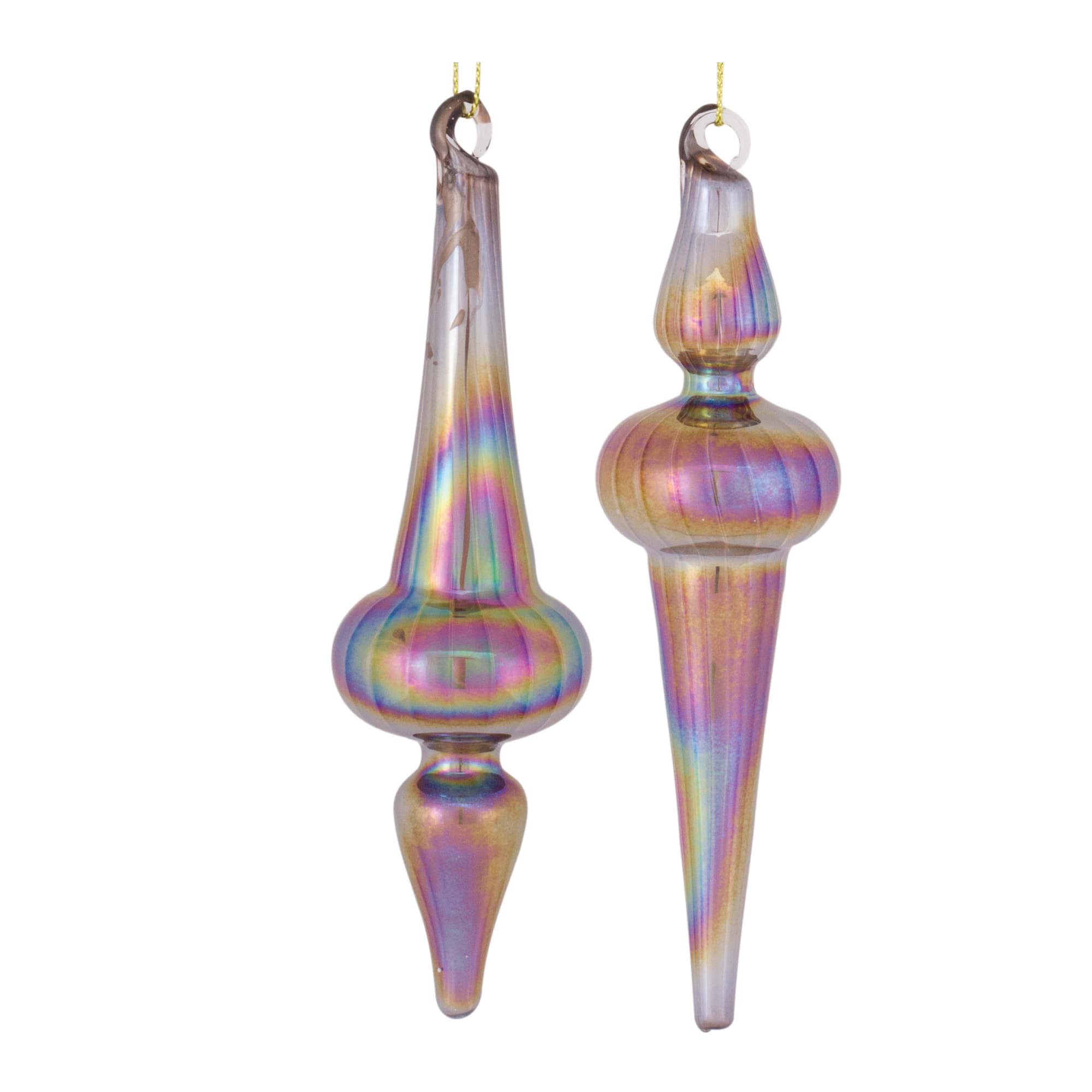 12ct. 6&#x22; Iridescent Glass Finial Drop Ornaments