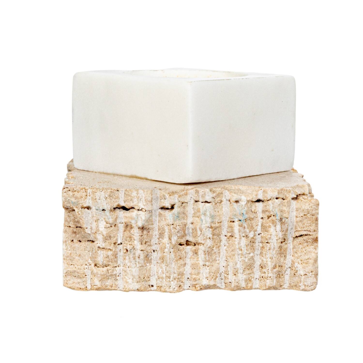 Hello Honey® 3.25" Decorative Marble & Travertine Candle Holder