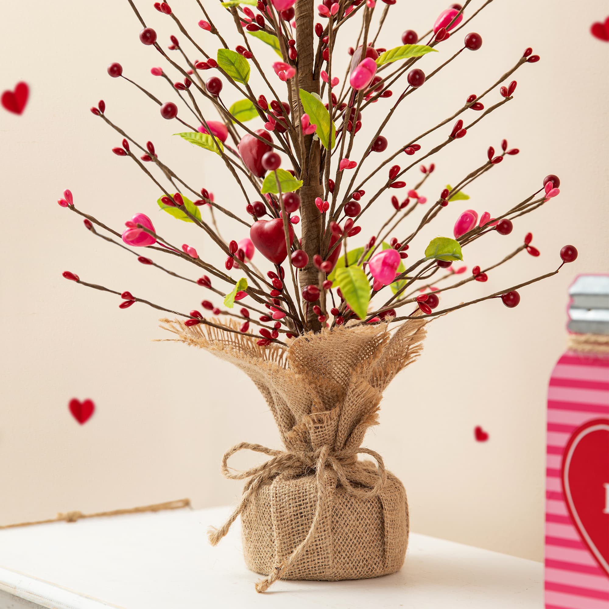 Glitzhome® 20" Valentine's Berry Heart Table Tree