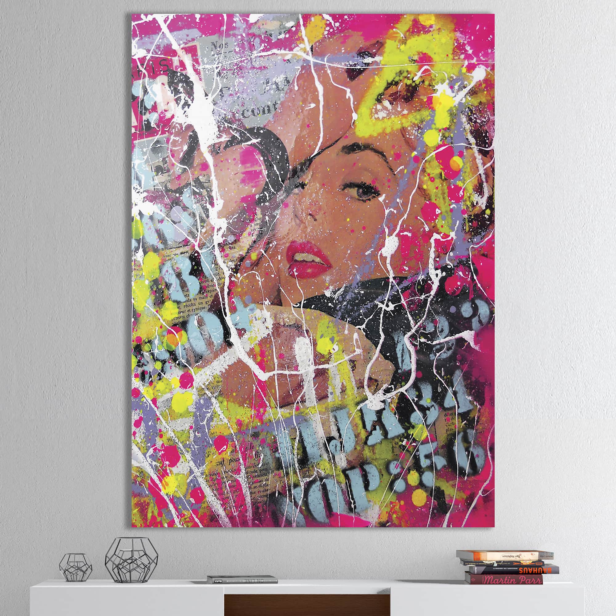 Designart - Old Style Newspaper Street Art Collage VI - Modern & Contemporary Premium Canvas Wall Art