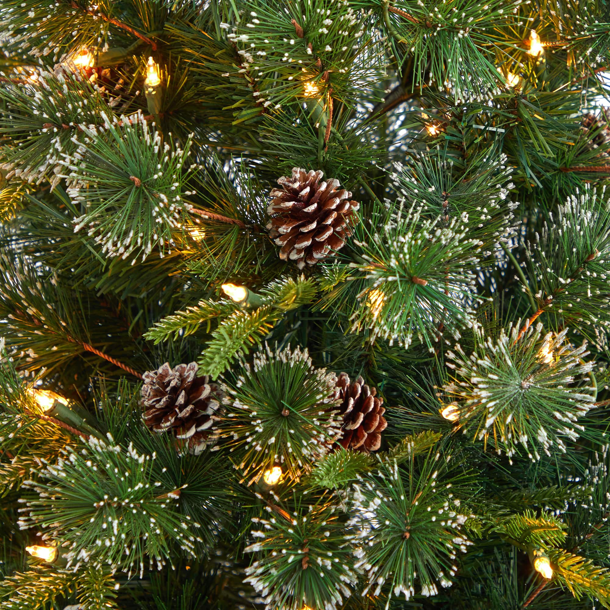 4ft. Pre-Lit Snowed Tipped Clermont Mixed Pine Artificial Christmas Tree, Clear Lights