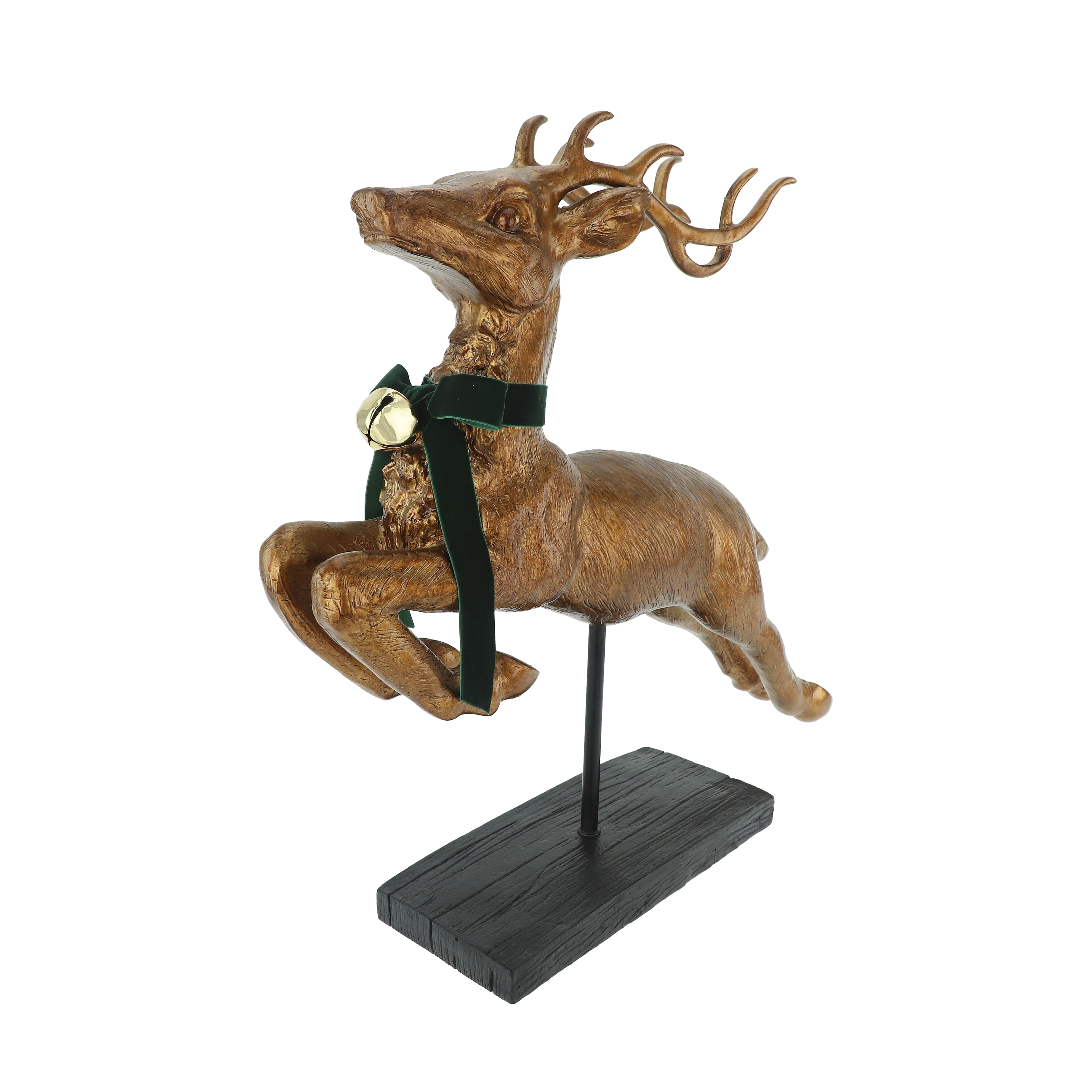 21&#x22; Antique Copper Leaping Reindeer with Bell Tabletop D&#xE9;cor by Ashland&#xAE;