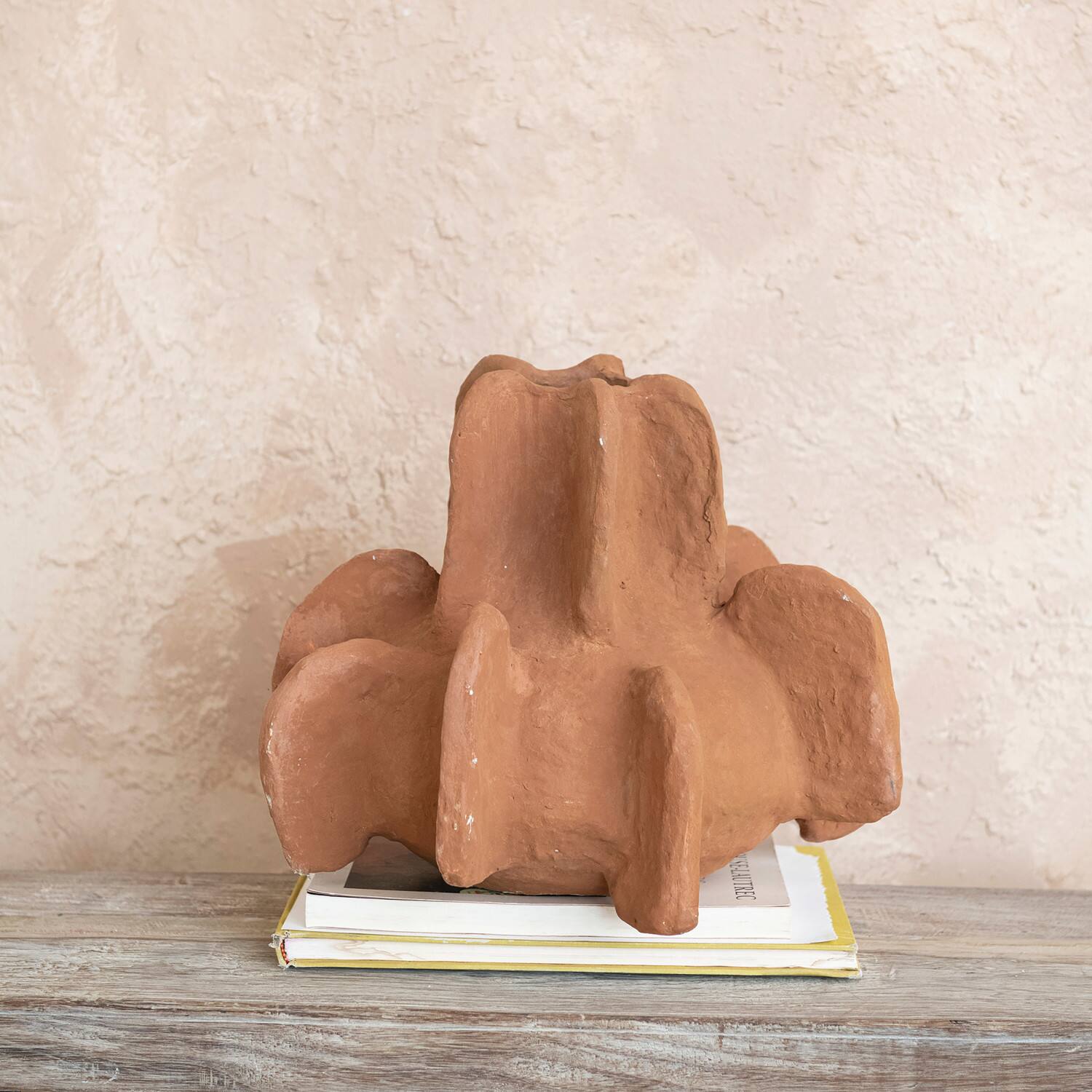 Hello Honey® 14" Caramel Handmade Paper Mache Vase with Curved Design