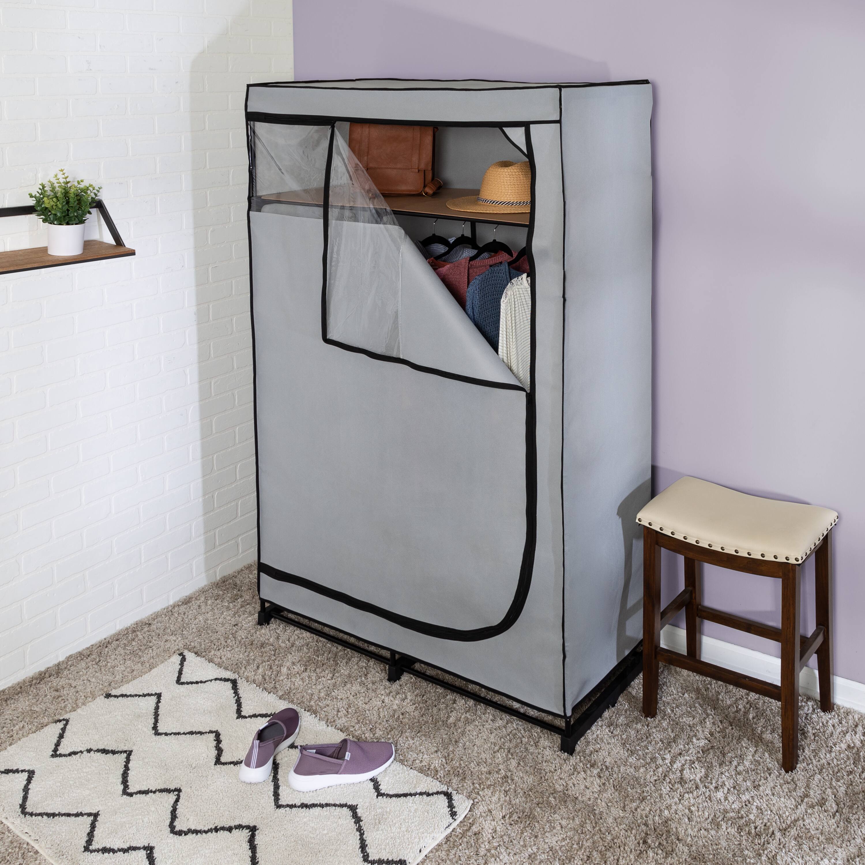 Honey Can Do 46'' Gray Portable Wardrobe Closet