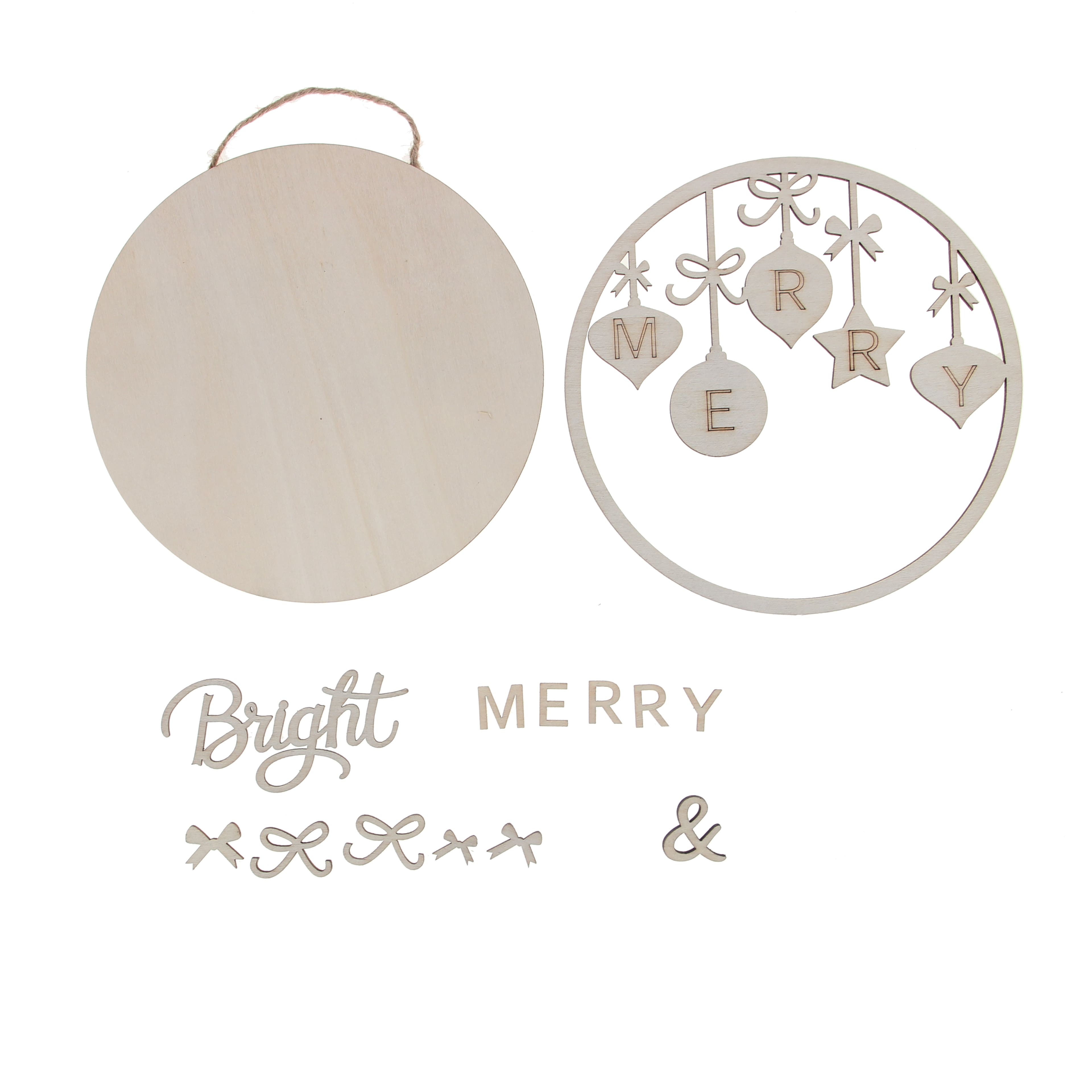 6&#x22; Merry &#x26; Bright Plaque DIY Wood D&#xE9;cor Kit by Make Market&#xAE;