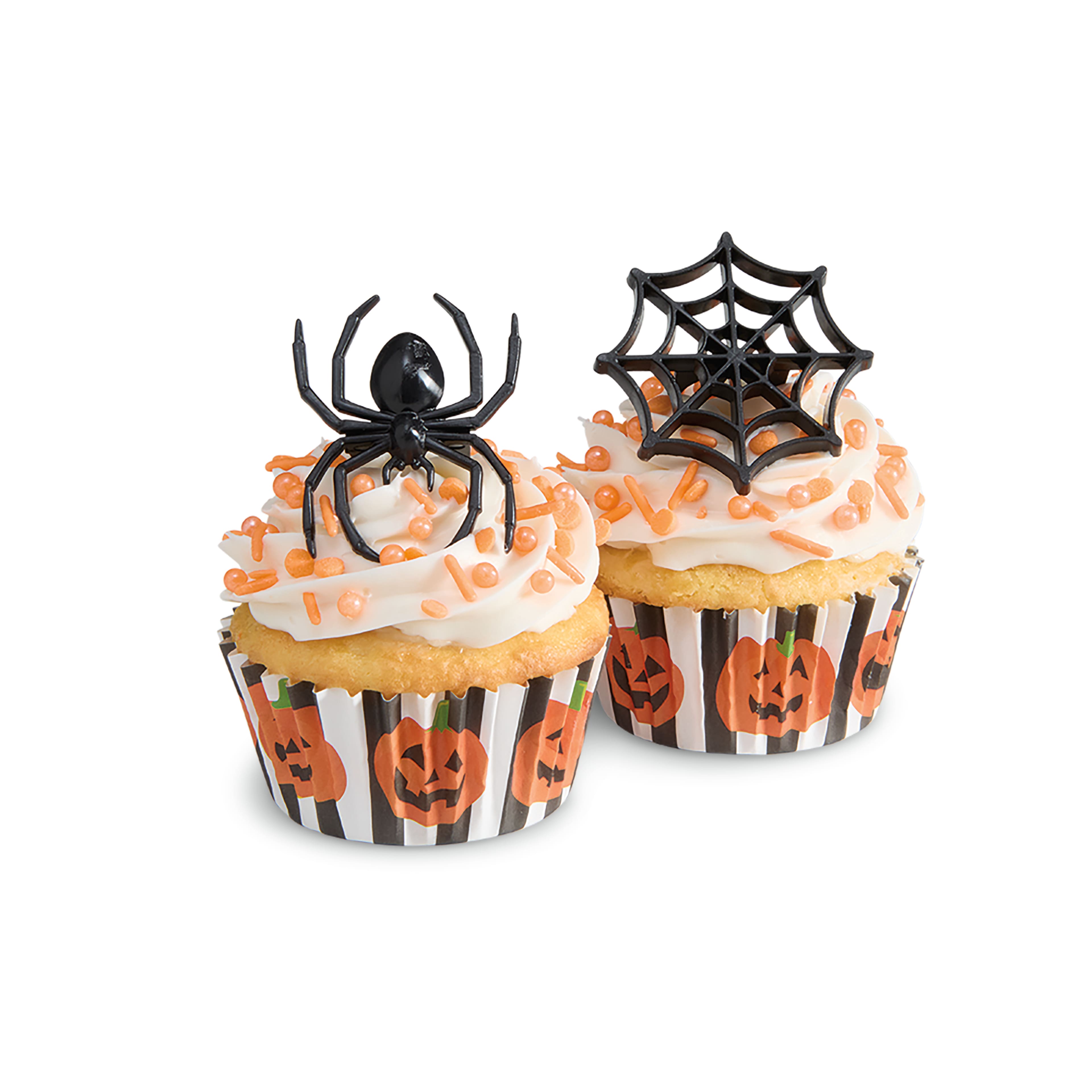 Black Spider &#x26; Web Cupcake Ring Toppers, 12ct. by Makery&#x2122;