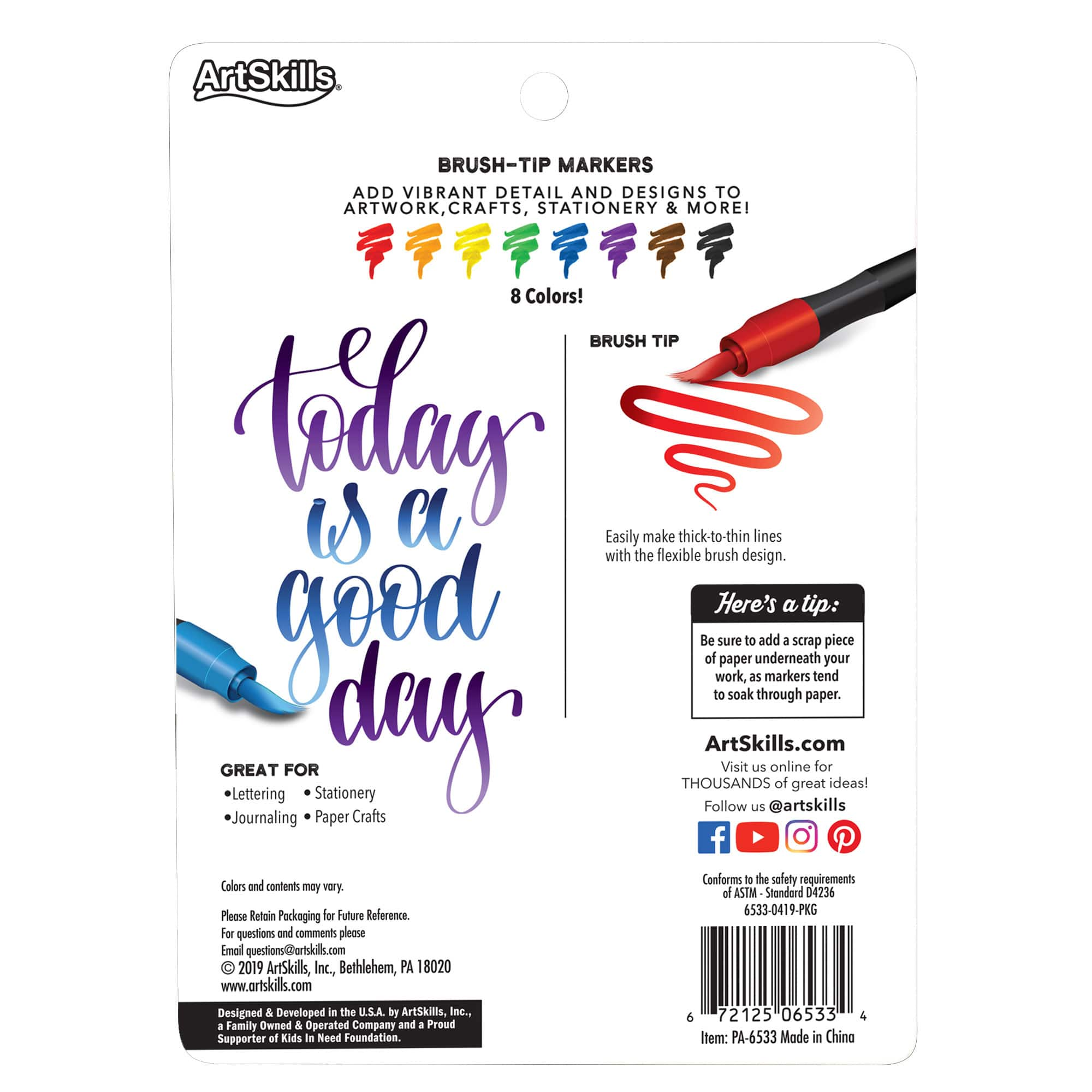 ArtSkills&#xAE; Brush Tip Markers, 8ct.