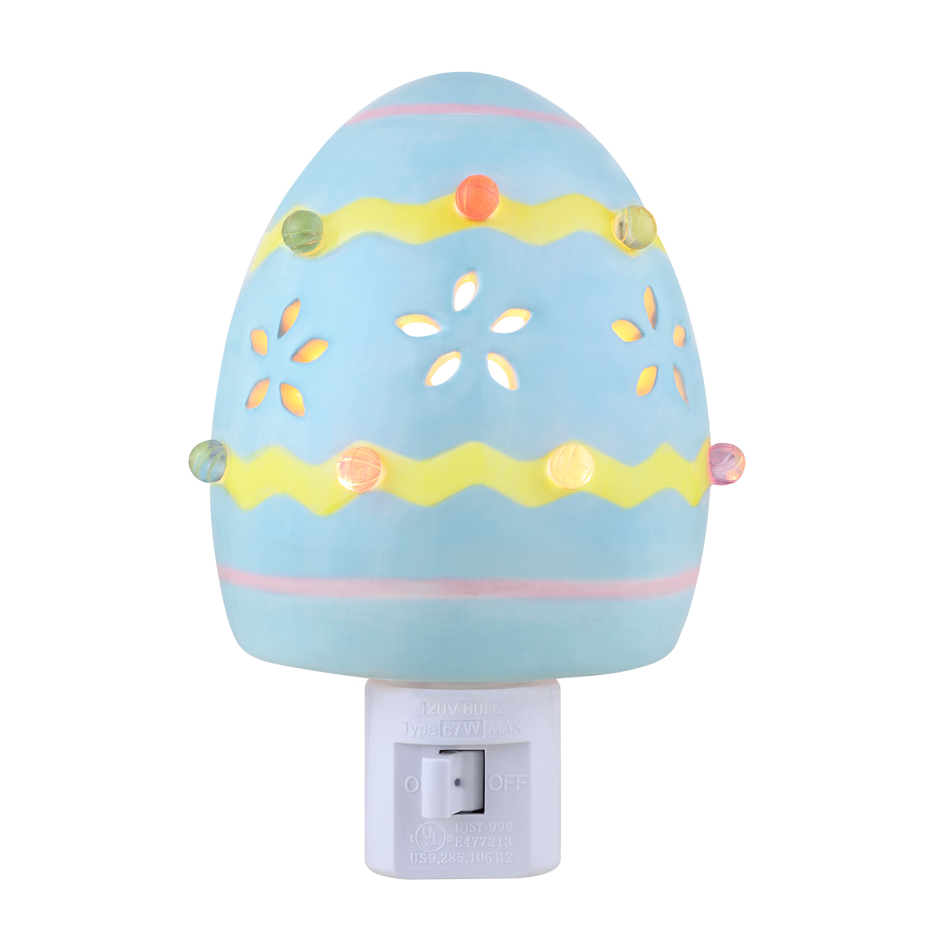 Mr. Cottontail Blue Ceramic Easter Egg Nightlight