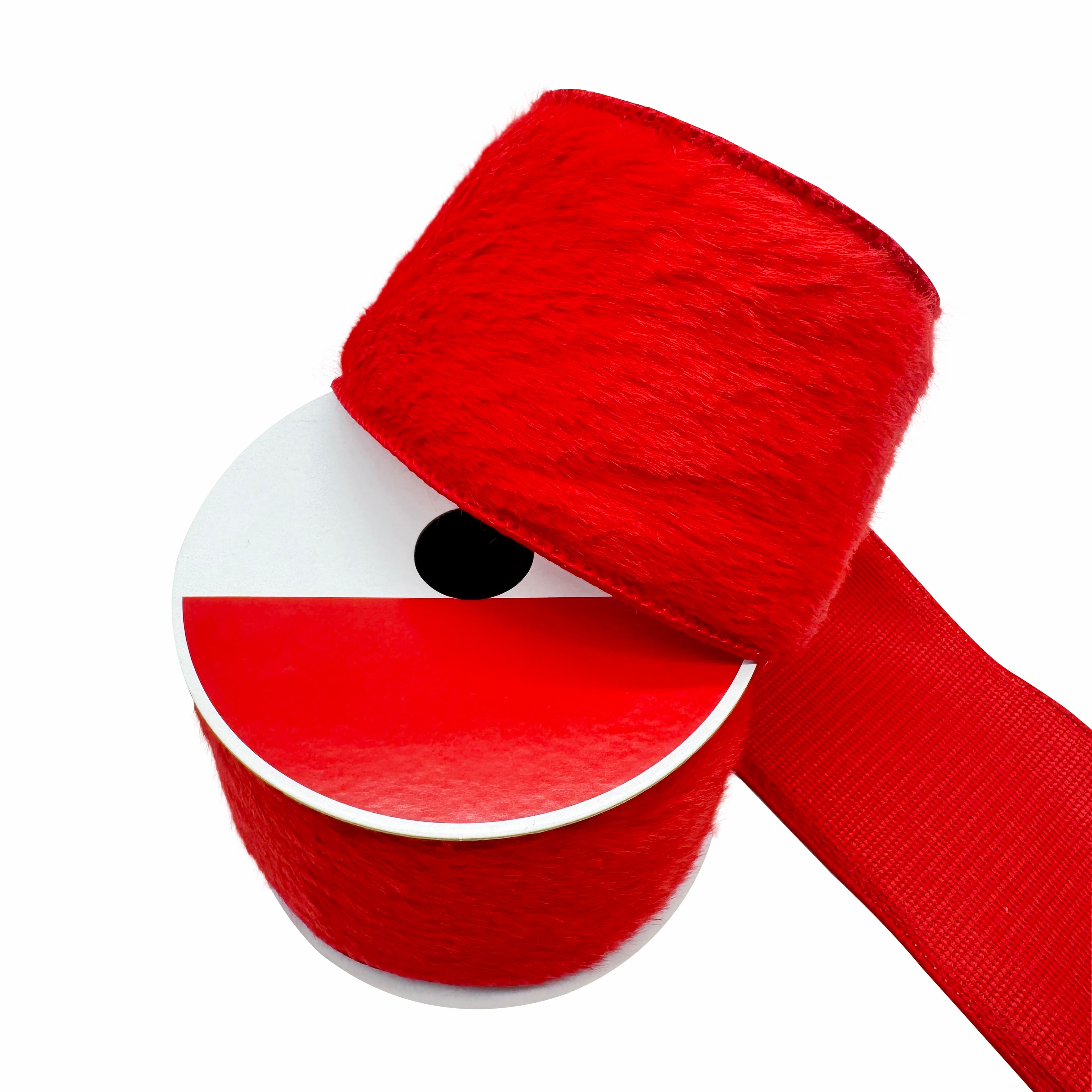 2.5" x 15ft. Red Wired Faux Fur Ribbon by Celebrate It®