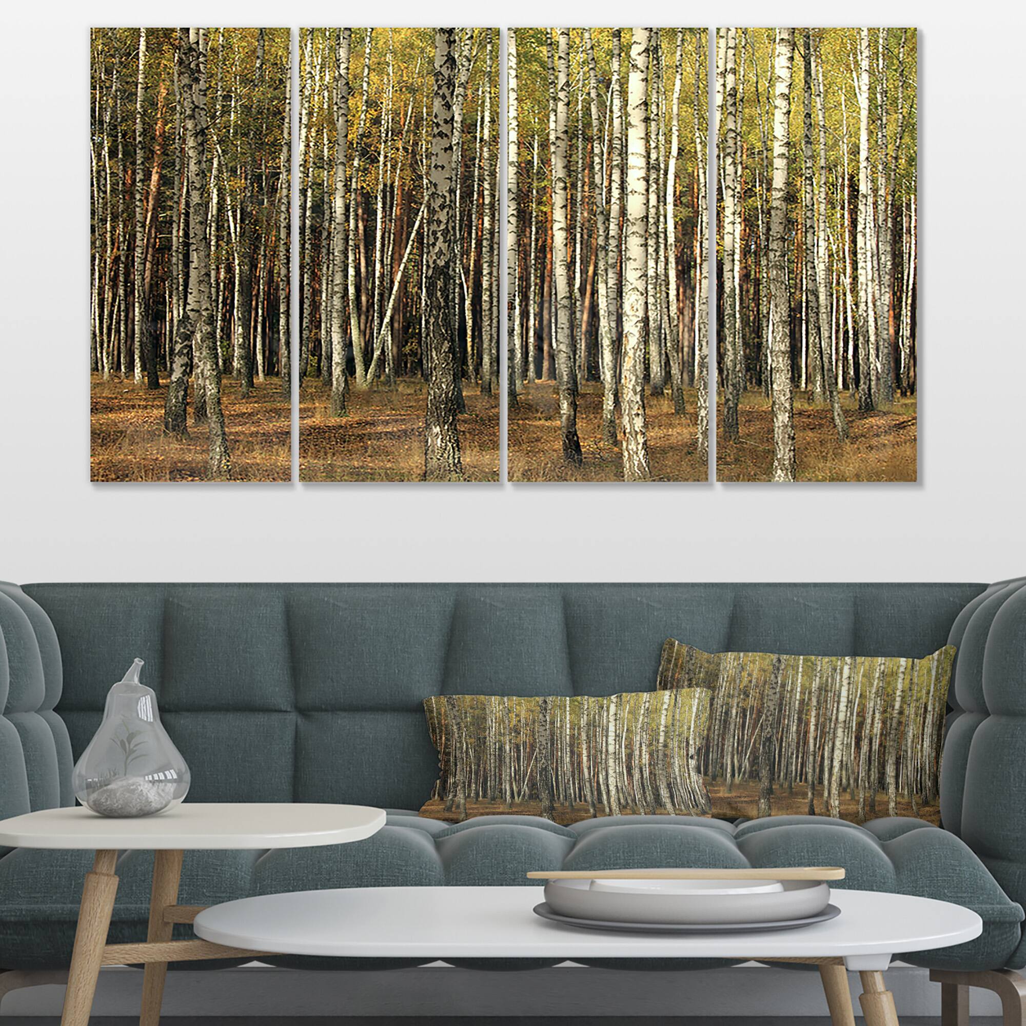 Designart - Green Fall Forest with Thick Trees - Forest Canvas Art Print