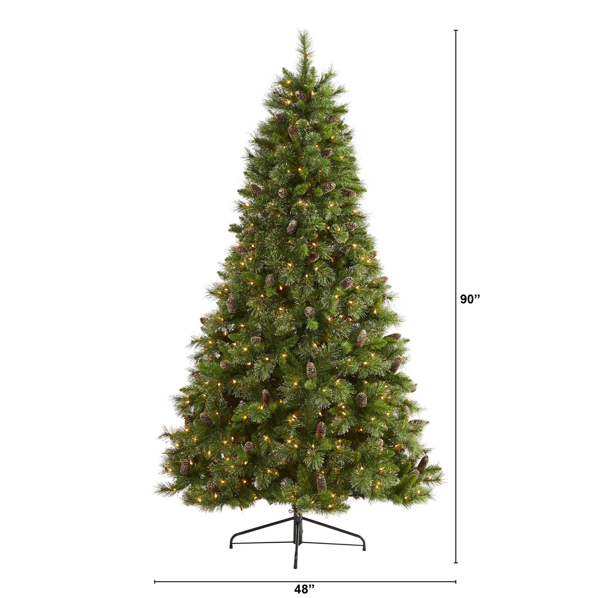 7.5ft. Pre-Lit Golden Tip Washington Pine &#x26; Pinecones Artificial Christmas Tree with Clear Lights