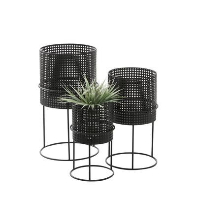 CosmoLiving by Cosmopolitan Black Metal Chic Planter Set | Michaels