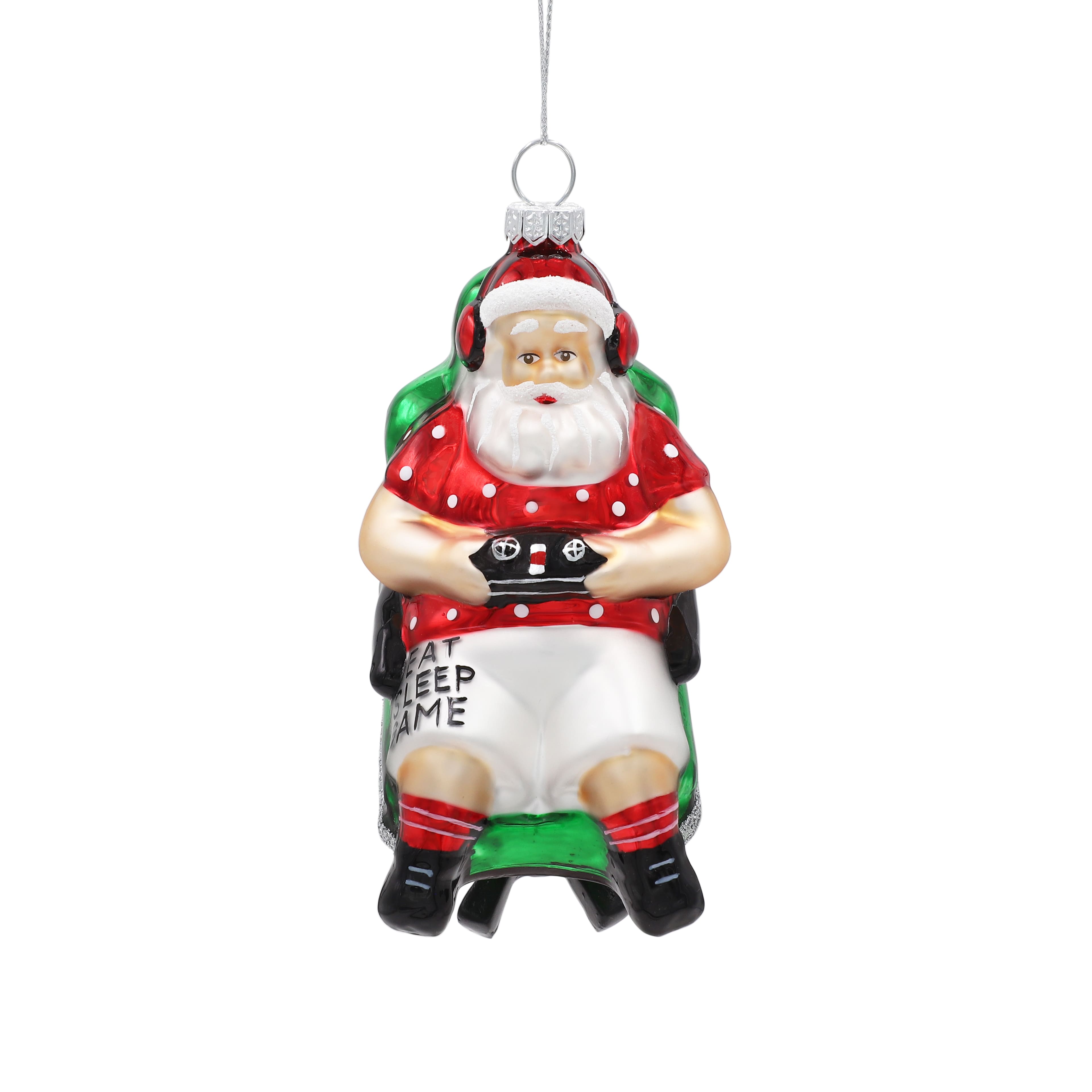 4.75&#x22; Gamer Santa Glass Ornament by Ashland&#xAE;