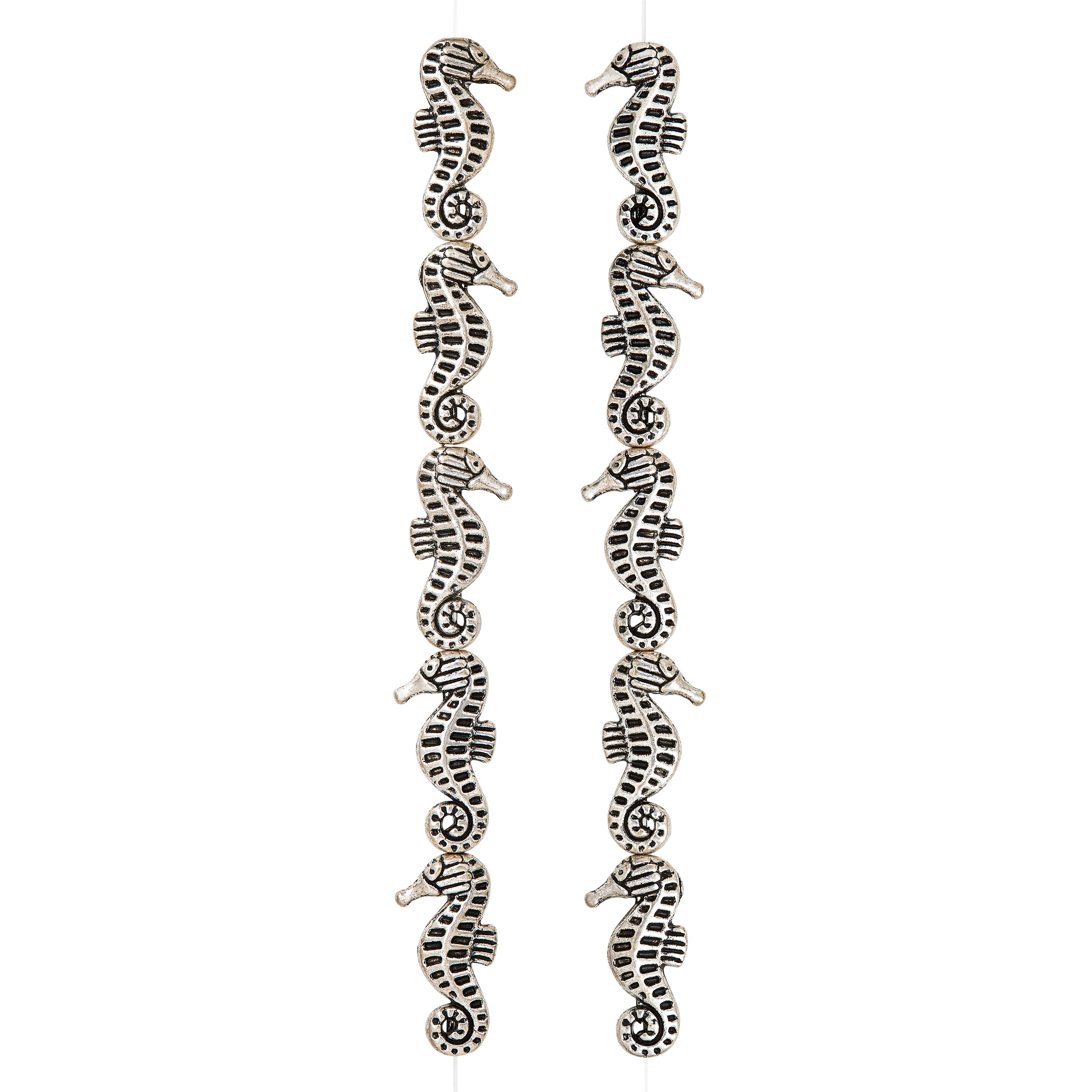 12 Packs: 10 ct. (120 total) Antique Silver Seahorse Metal Beads, 21mm by Bead Landing&#x2122;