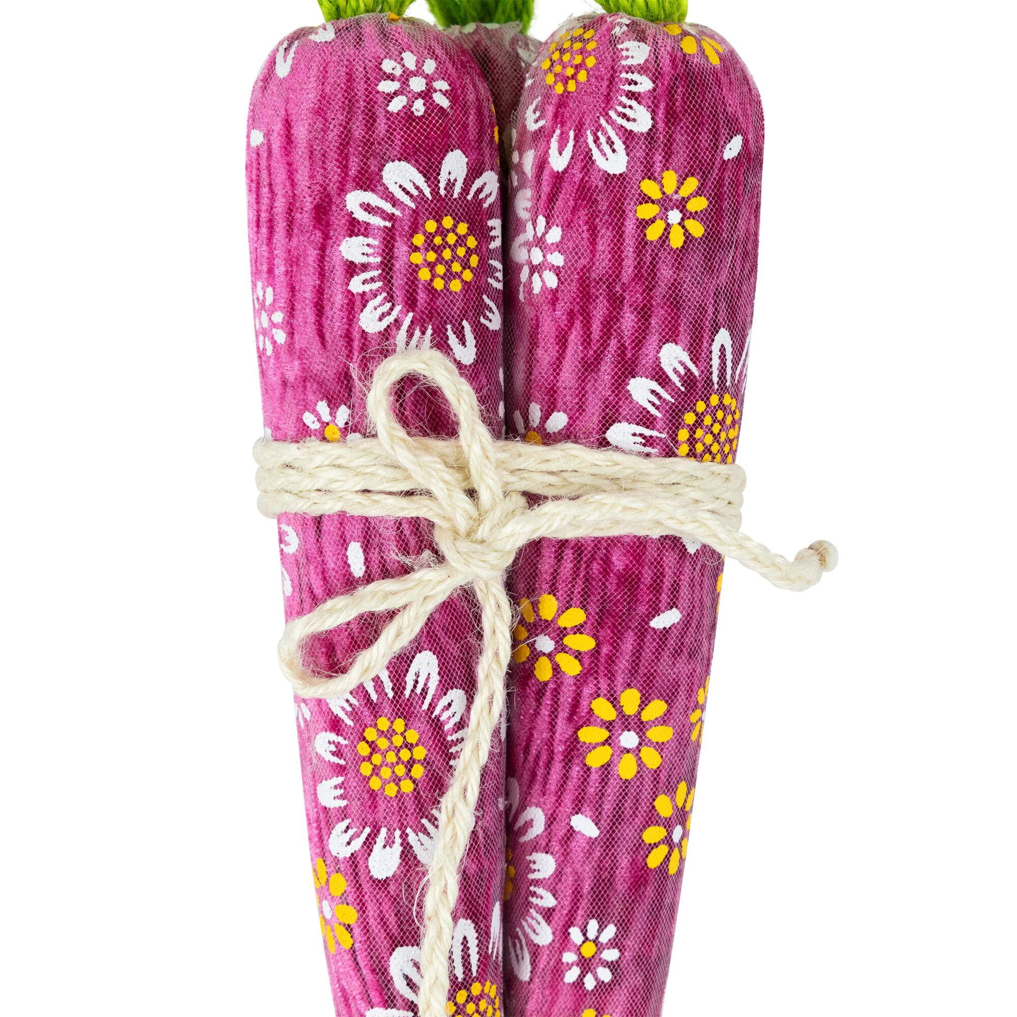 10.25&#x22; Floral Easter Carrot Decorations Set