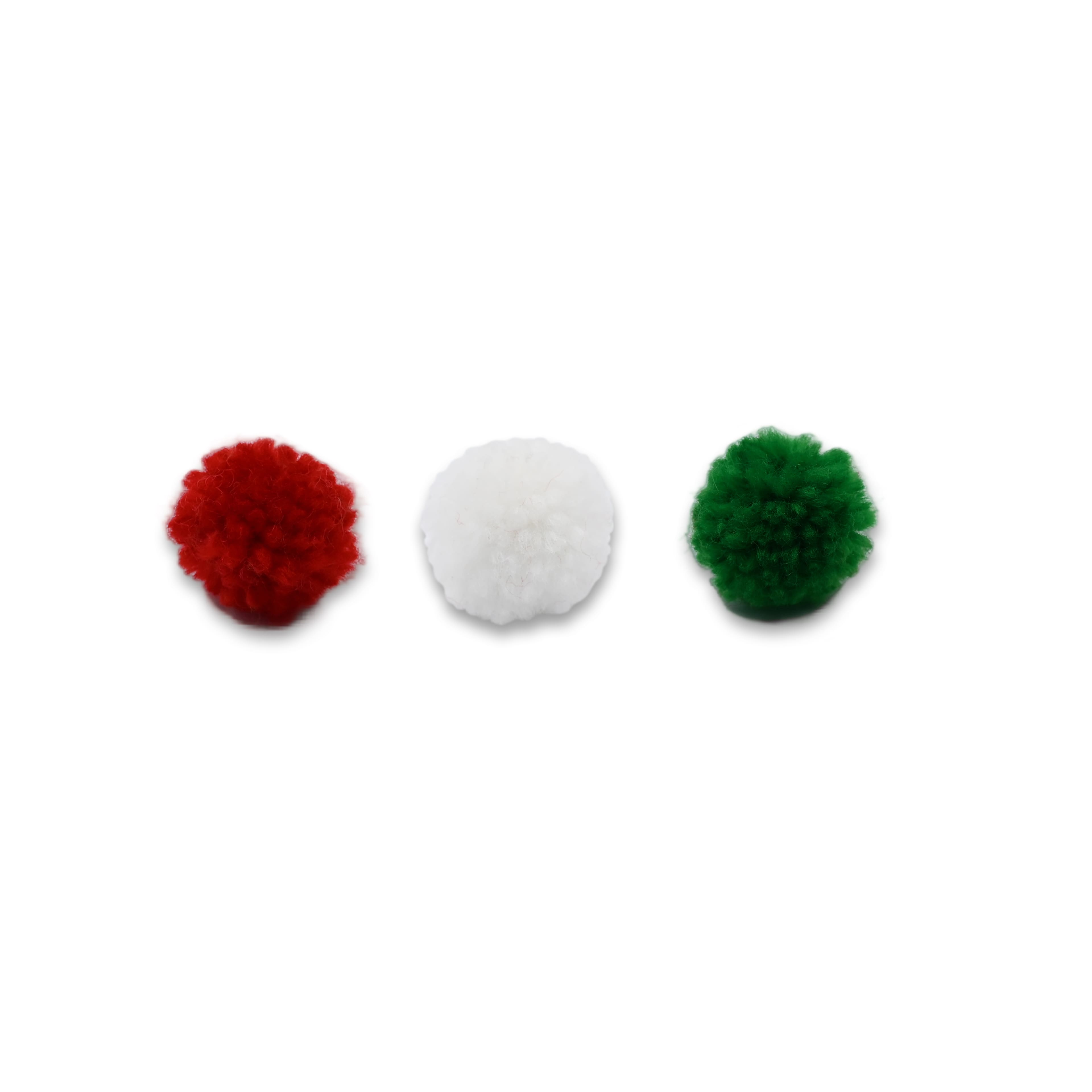 Red, White &#x26; Green Yarn Poms by Creatology&#x2122;