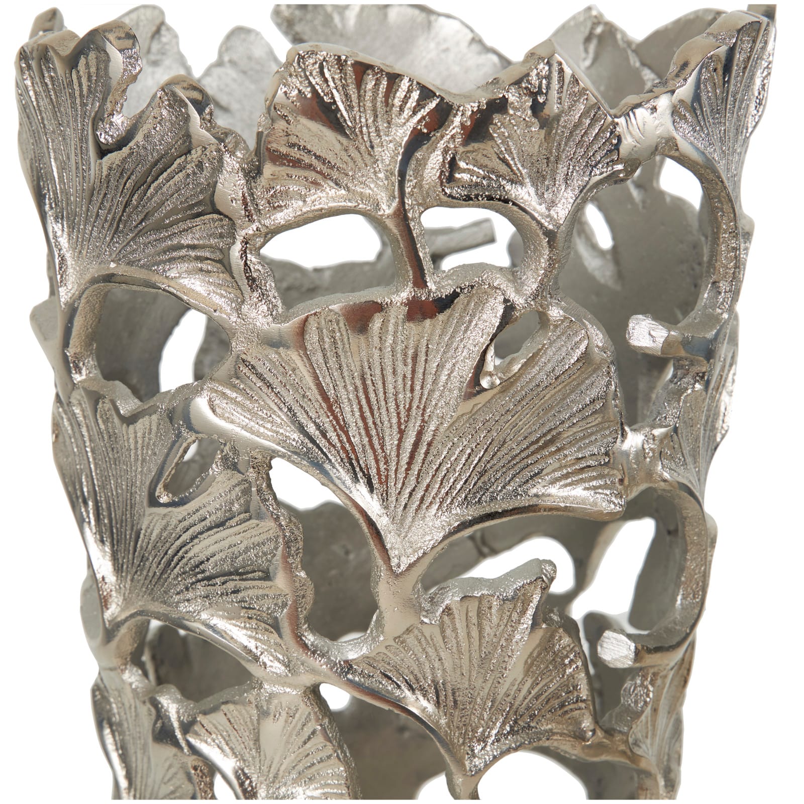 Silver Aluminum Vase with Gingko Leaf Design Set