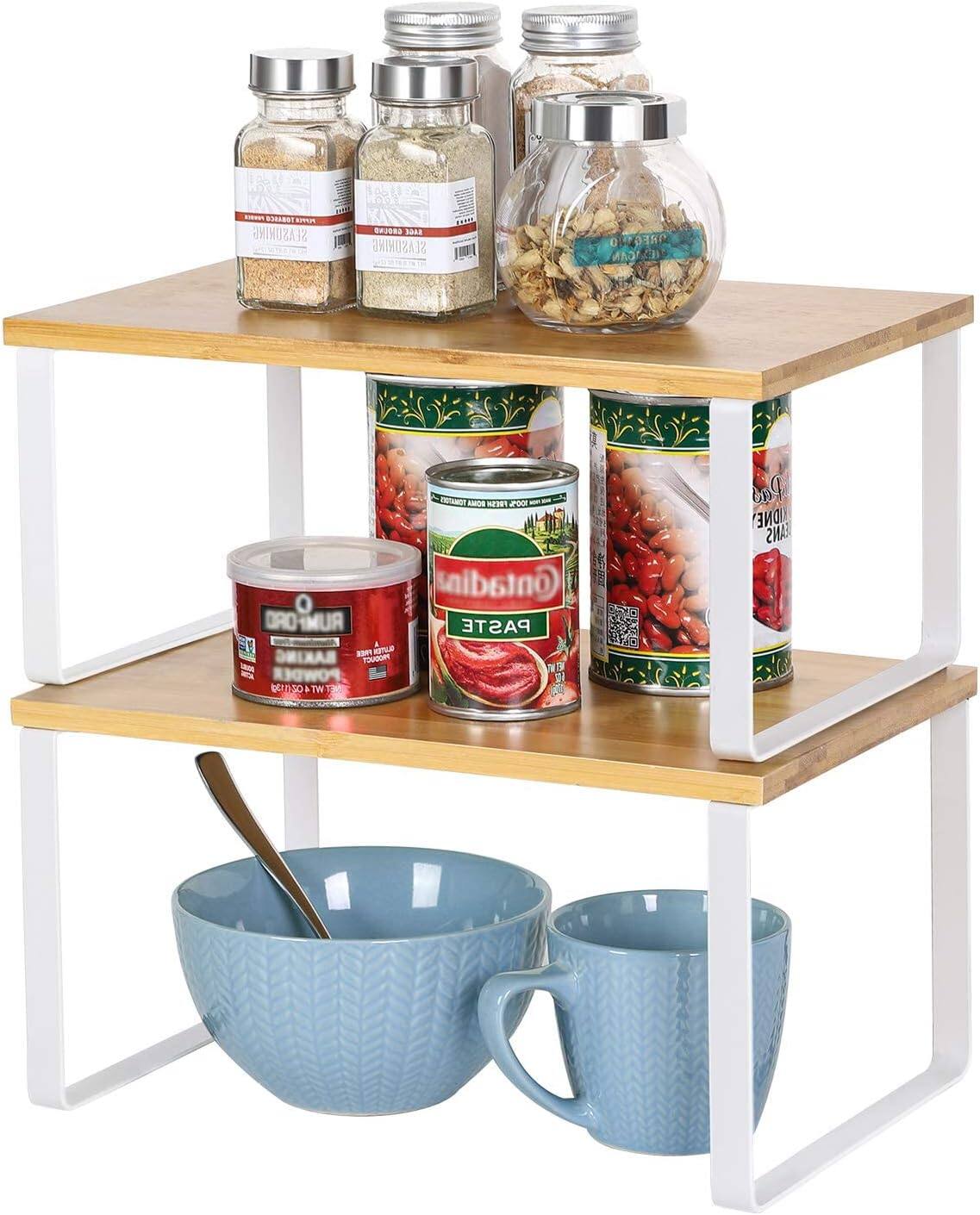 Bamboo Kitchen Cabinet & Counter Shelf Organizer