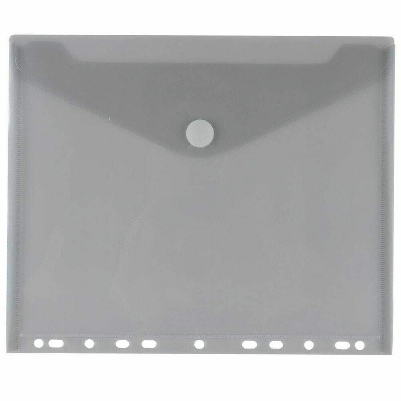 JAM Paper 9.75" x 13" Smokey Gray Plastic Hook & Loop Letter Booklet Envelopes, 12ct.