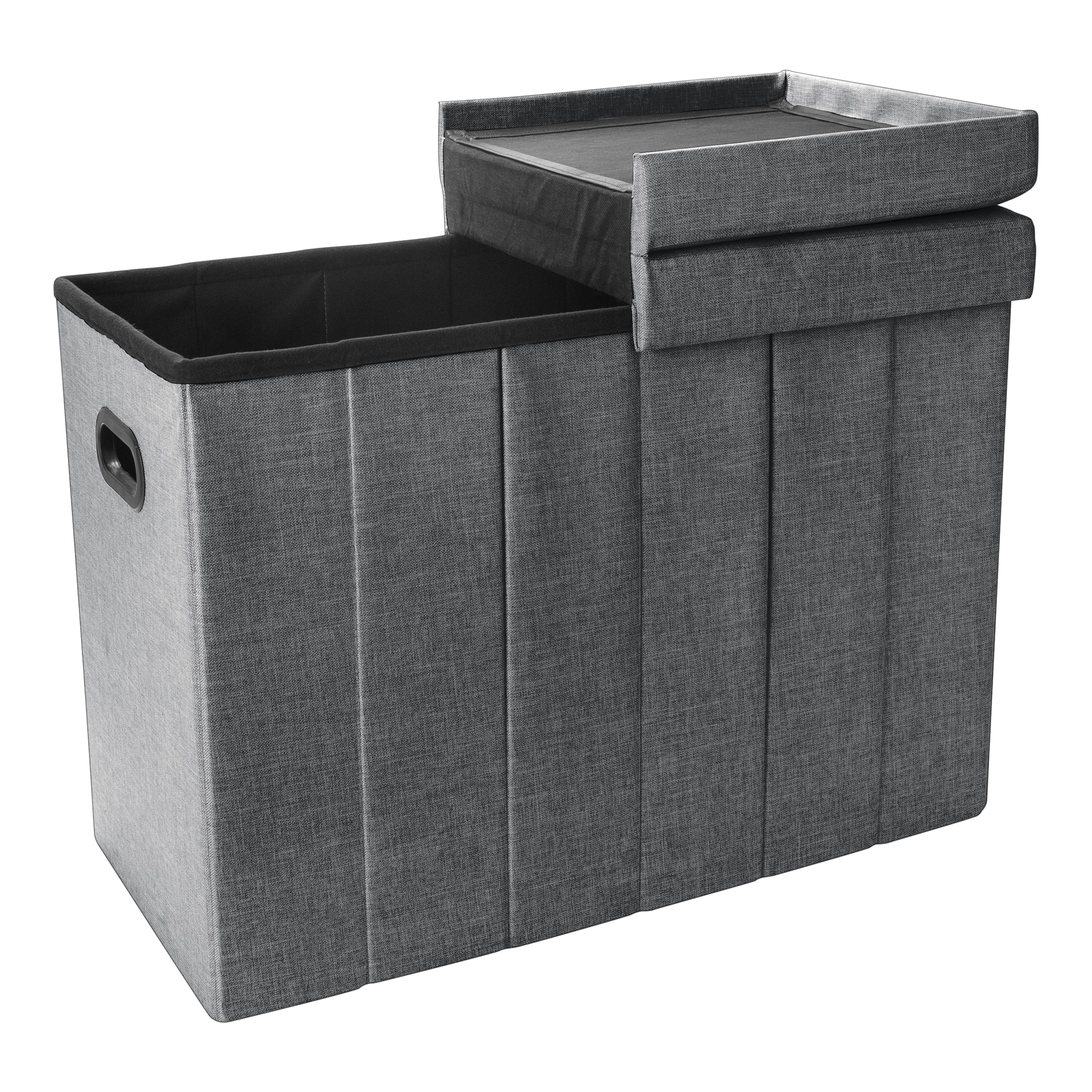 Simplify Gray Collapsible Flip Top Hamper Ottoman