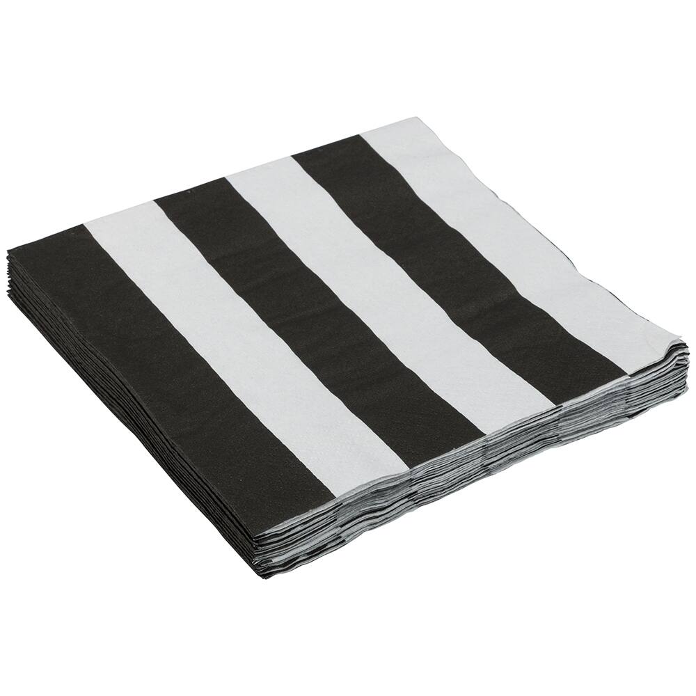 JAM Paper Black Stripe Medium Lunch Napkins, 16ct.