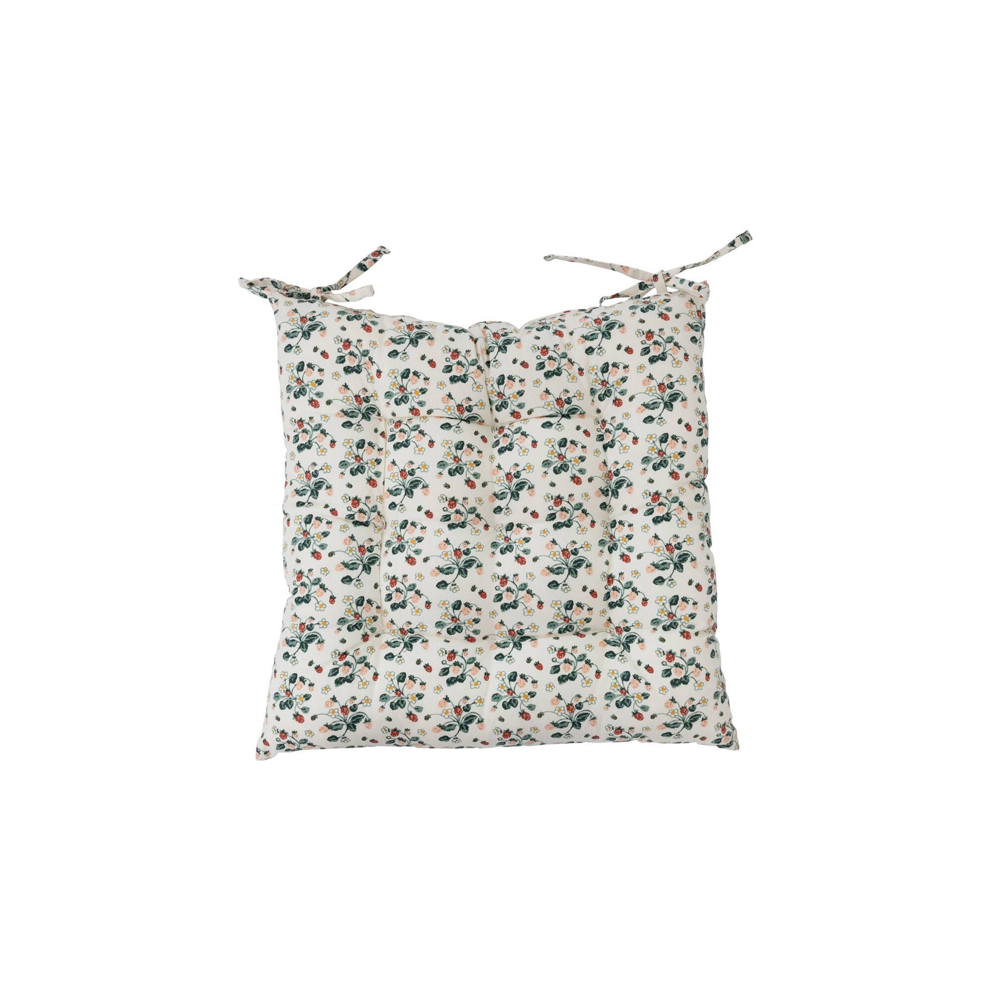 Hello Honey® Strawberry Floral Pattern Cotton Printed Chair Cushion