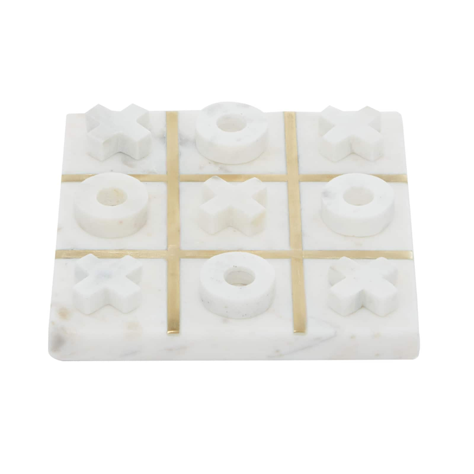 White Marble Tic-Tac-Toe Game Set