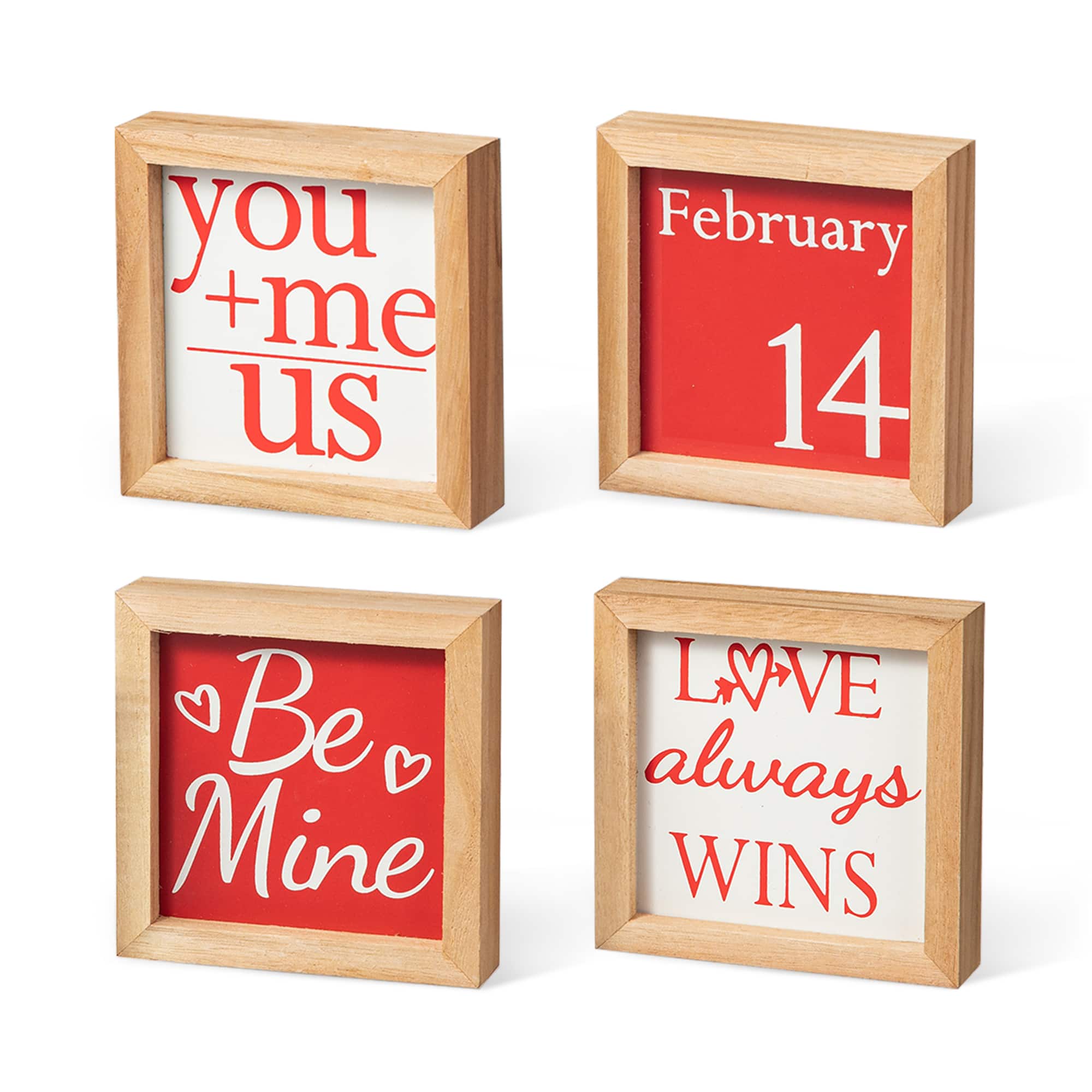 Glitzhome® 4" Valentine's Wooden Block Table Décor Set