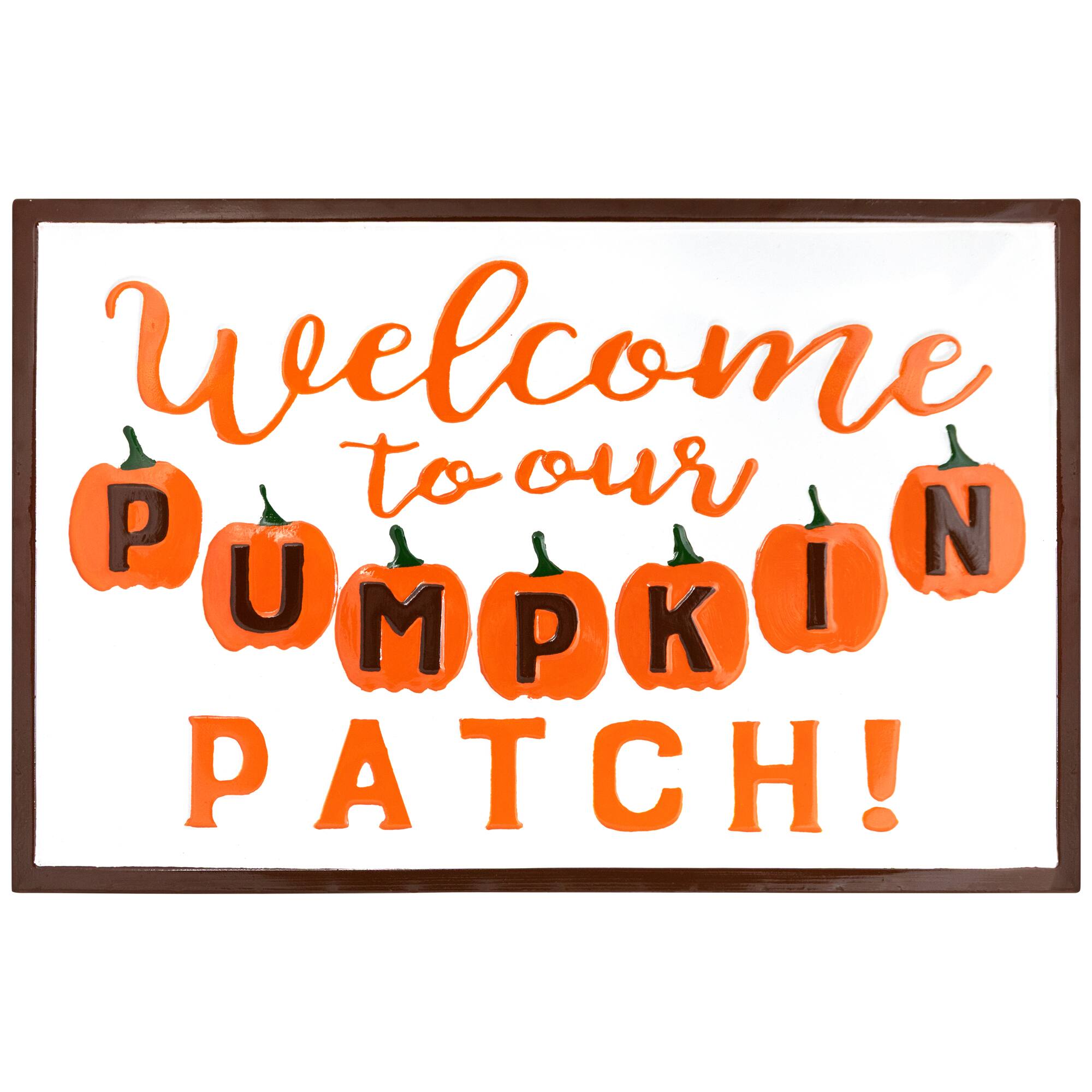 20" Orange & White Welcome to Our Pumpkin Patch Metal Wall Décor