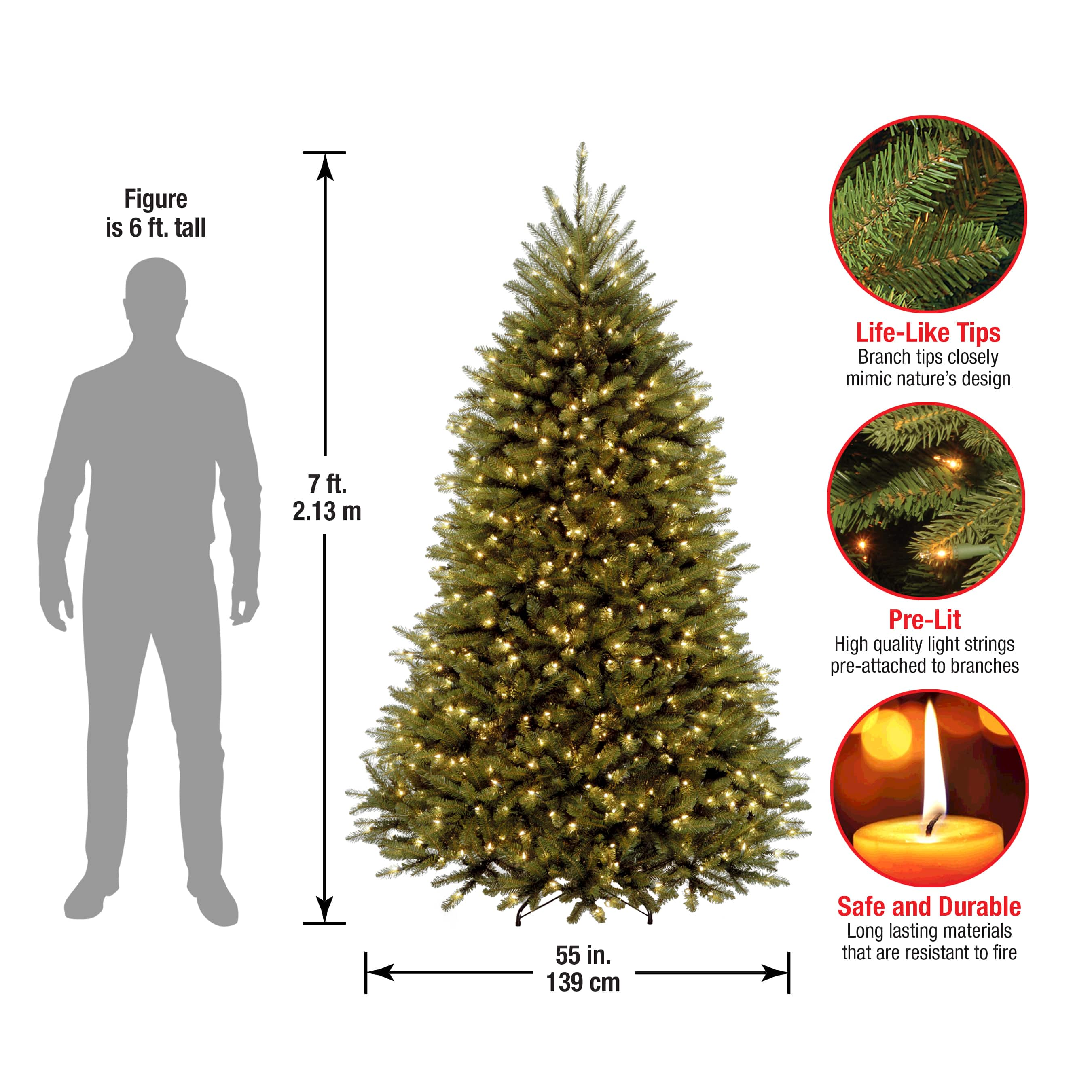 7ft. Pre-Lit Dunhill&#xAE; Fir Full Artificial Christmas Tree, Clear Lights