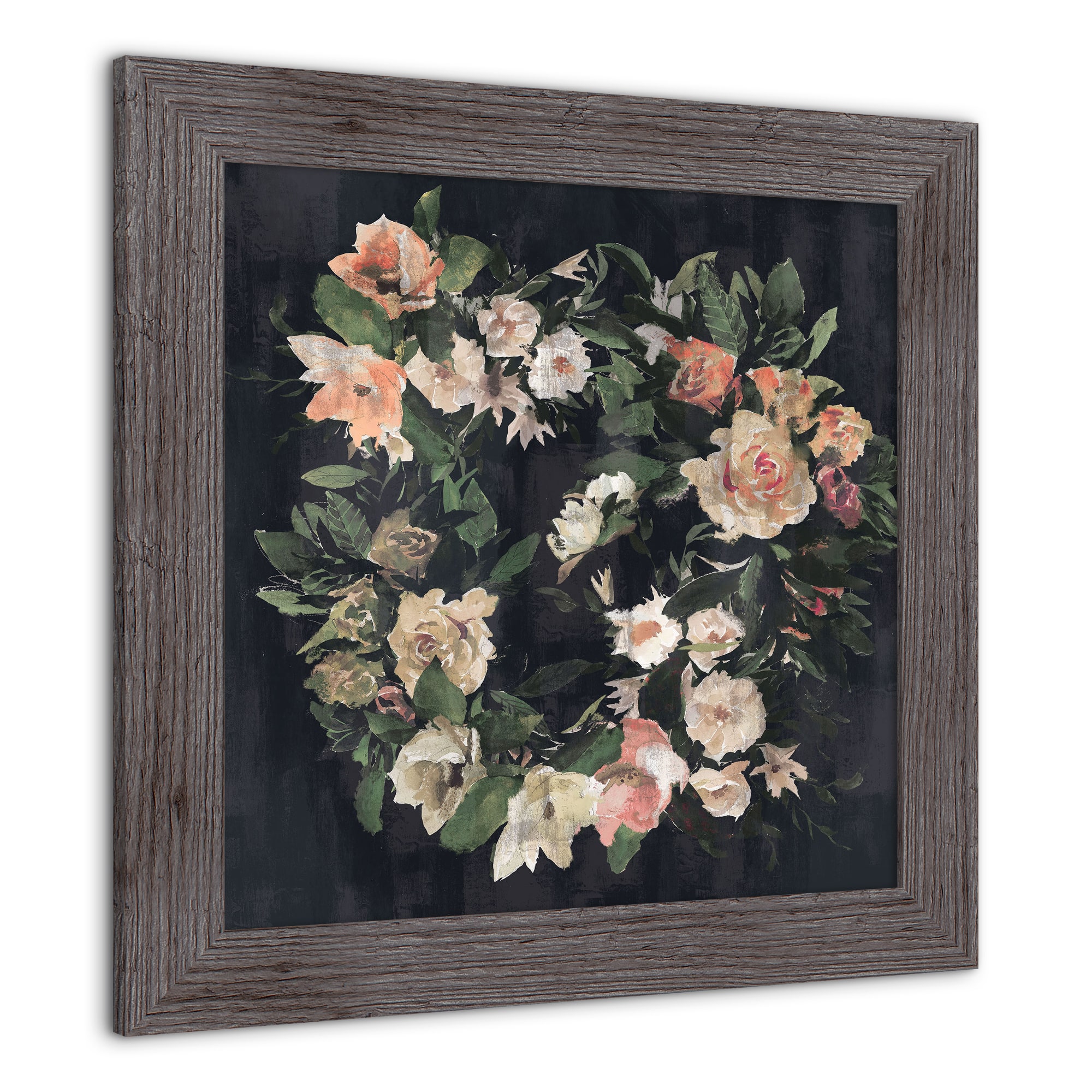 Navy Floral 16" x 16" Western Gray Framed Print