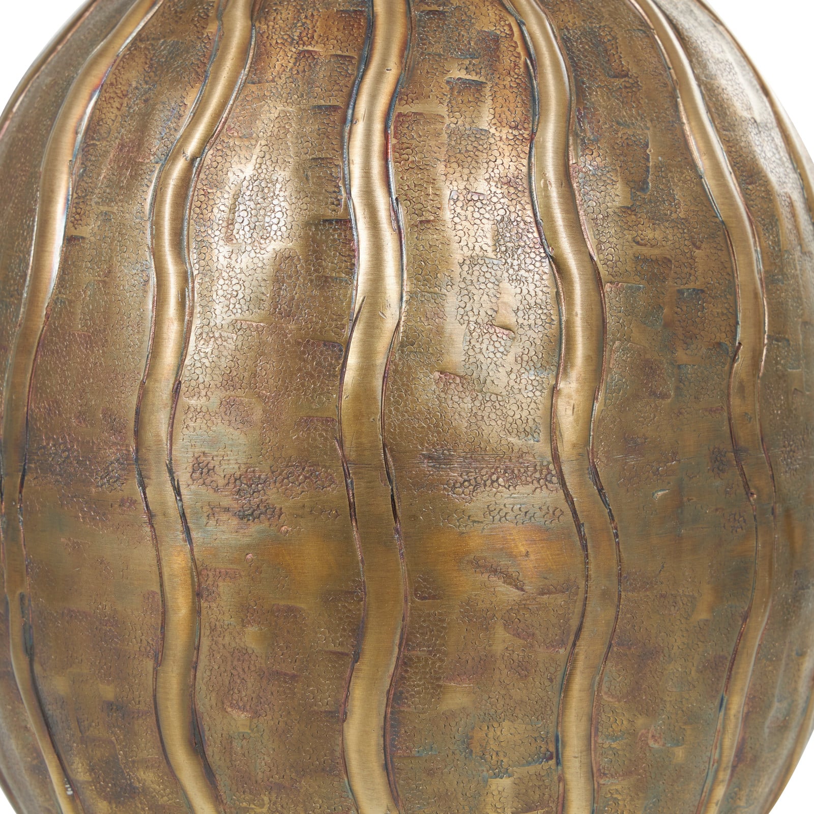 12&#x22; Brass Metal Snakeskin Inspired Vase with Dimensional Wavy Accents