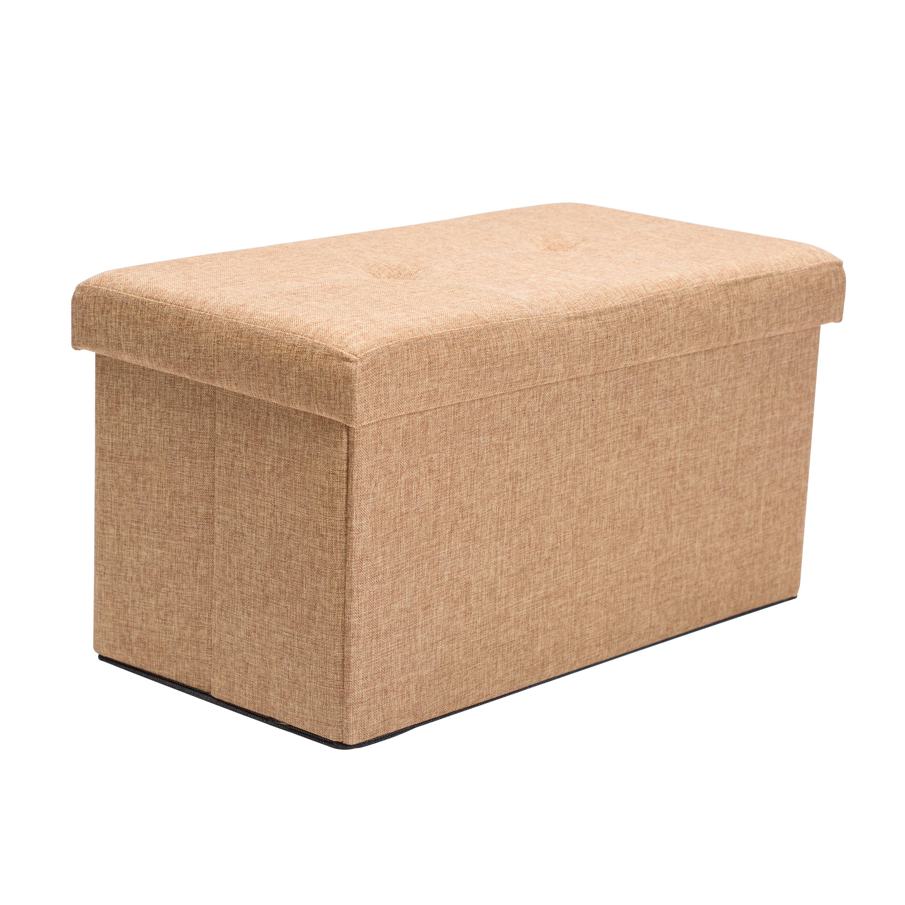 Simplify 30" Faux Linen Double Folding Storage Ottoman