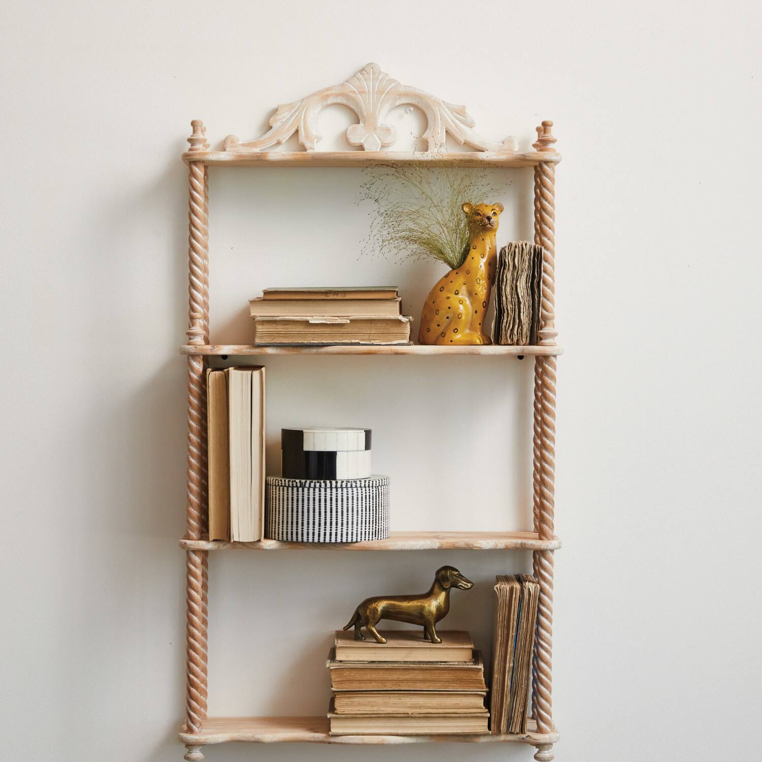 Hello Honey&#xAE; 34.5&#x22; Natural Wood Wall Shelf with Shelves