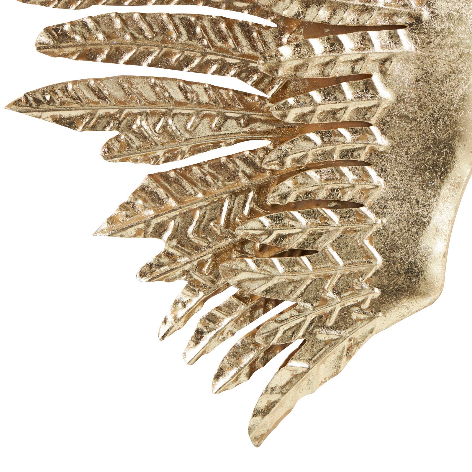 16" x 41" Gold Metal Bird Wing Wall Décor Set with Textured Metallic Finish