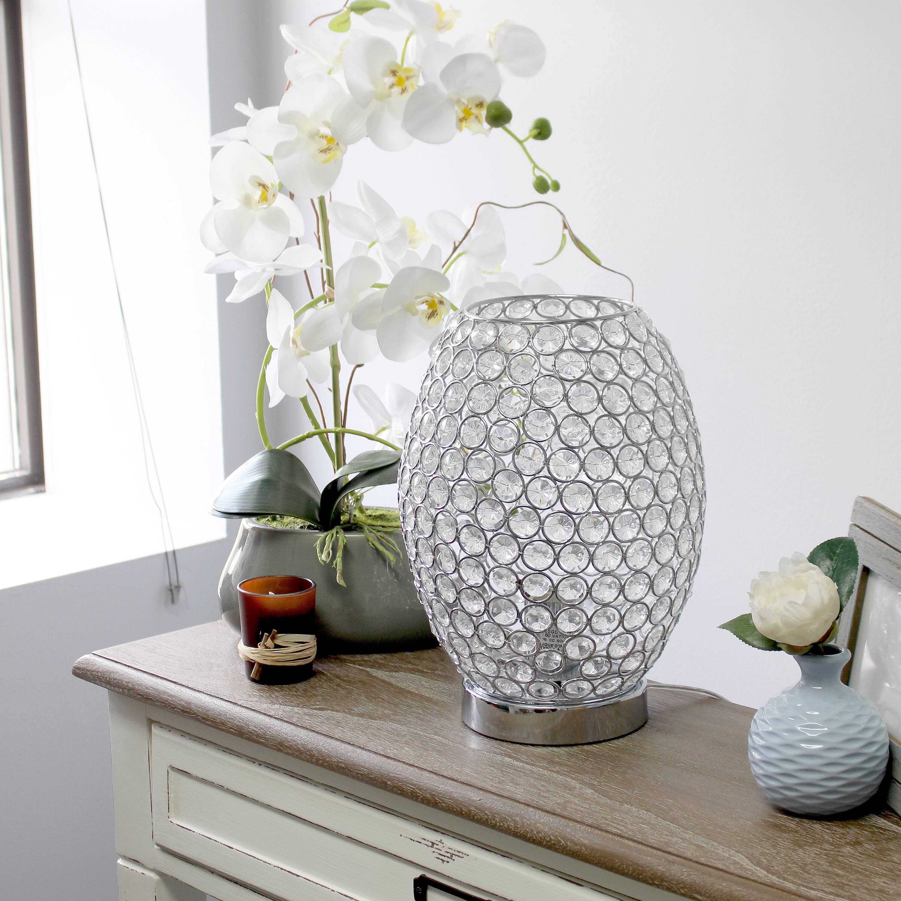 Elegant Designs Crystal &#x26; Chrome Decorative Table Lamp