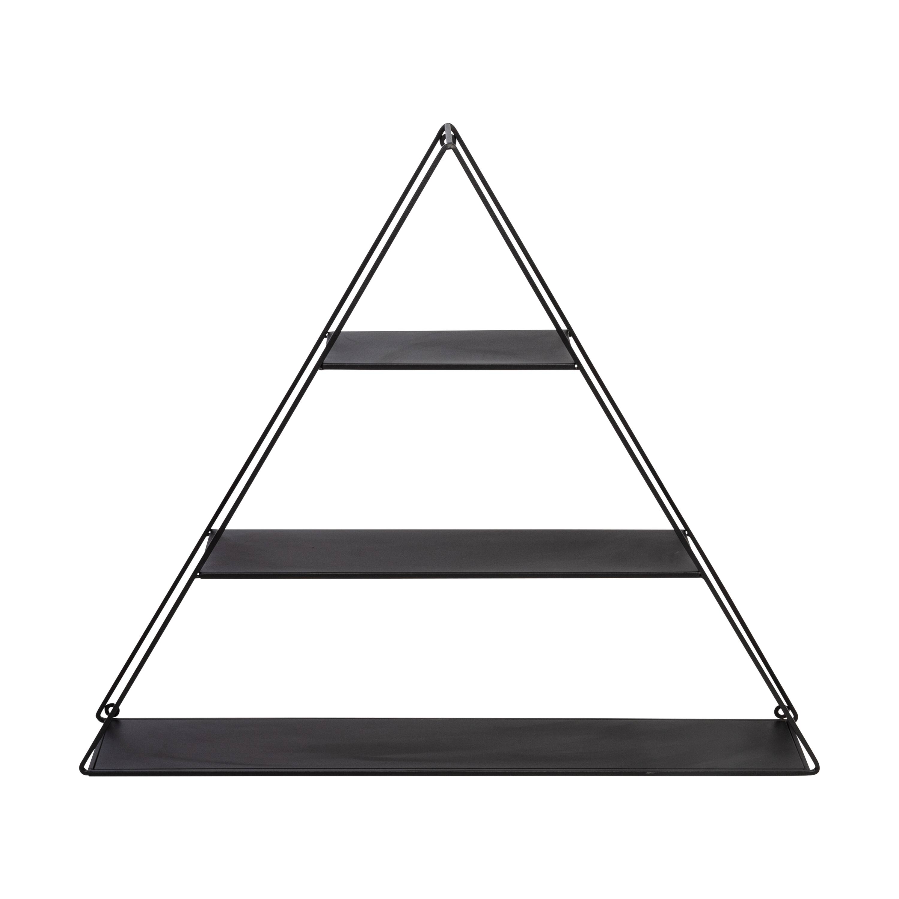 Honey Can Do 28" Black Three-Tier Triangle Decorative Metal Wall Shelf