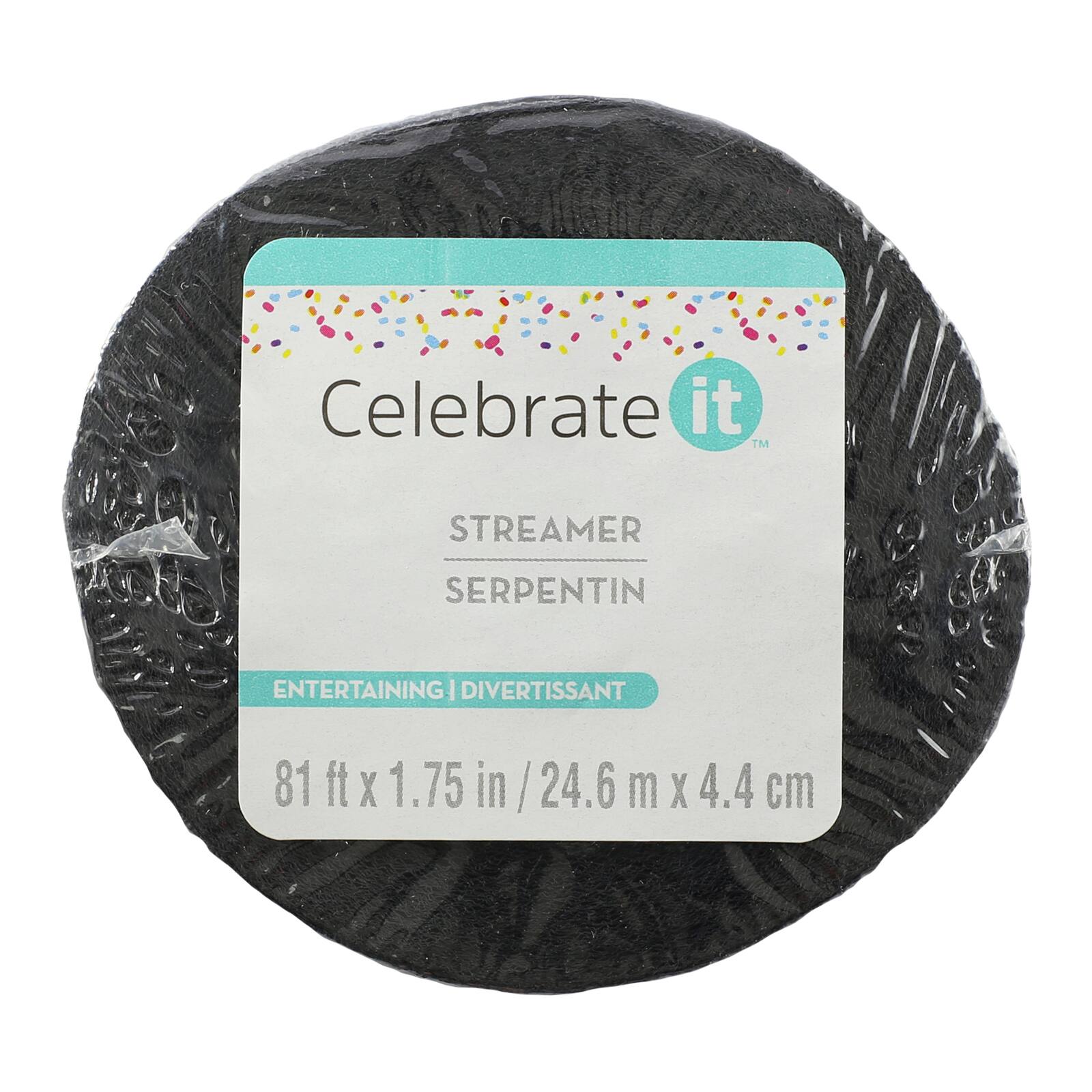 12 Pack: 81ft. Black Crepe Streamer by Celebrate It™
