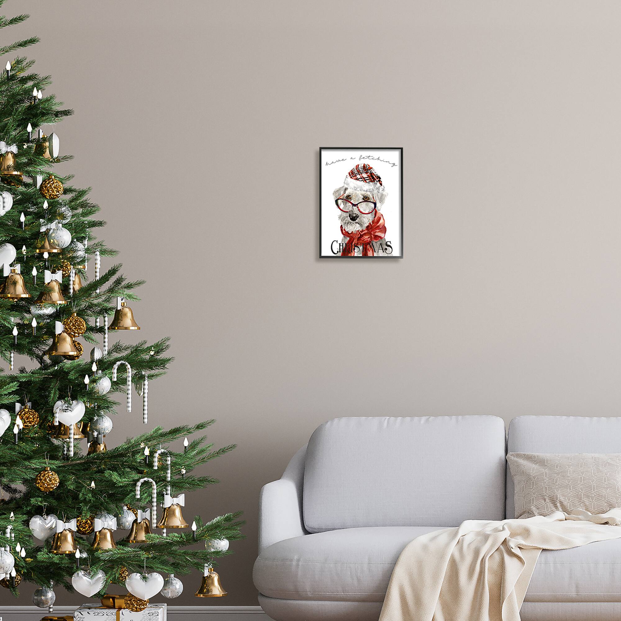 Stupell Industries Have a Fetching Christmas Dog Framed Giclee Art