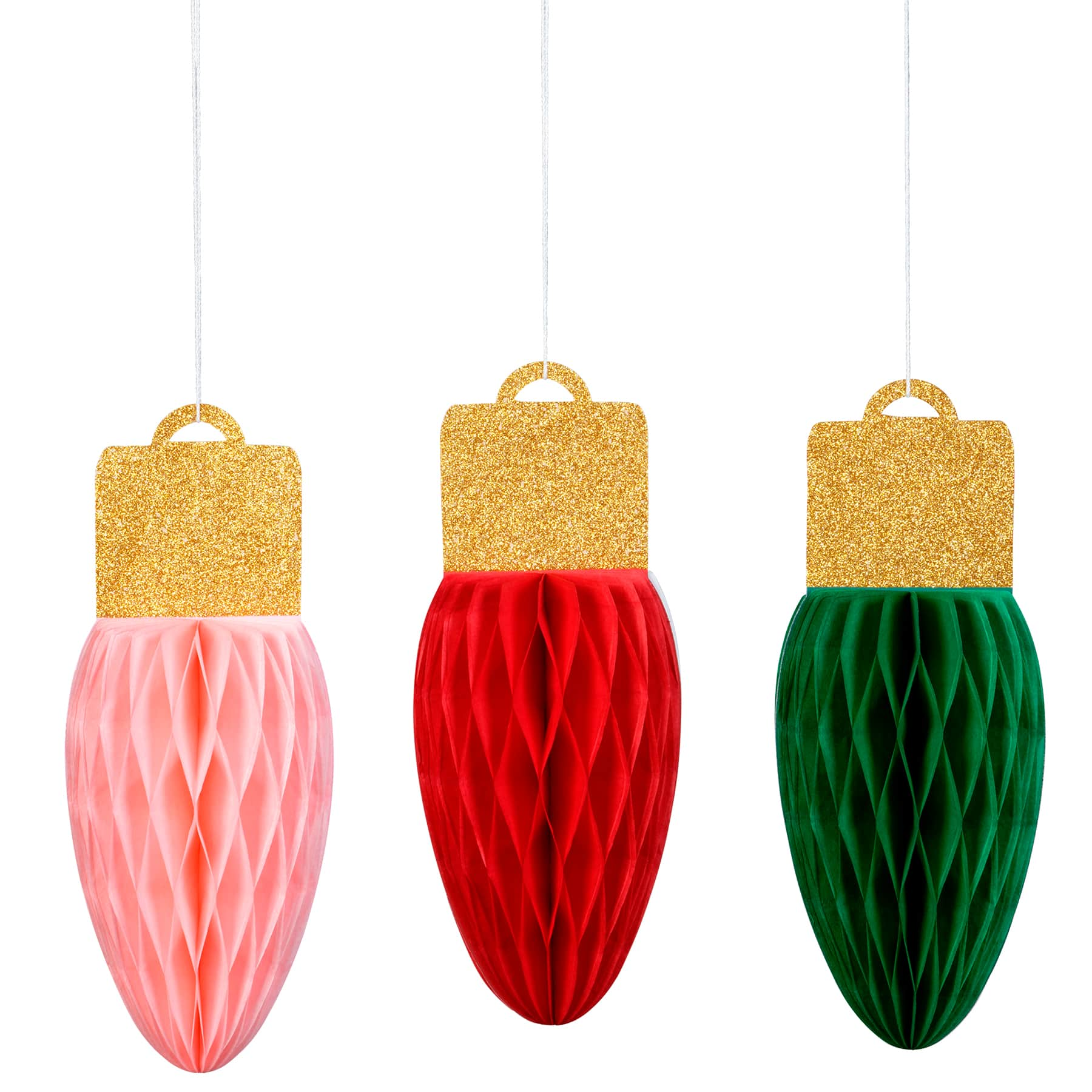 7&#x22; Christmas Bulb Honey Comb D&#xE9;cor, 3ct. by Celebrate It&#xAE;