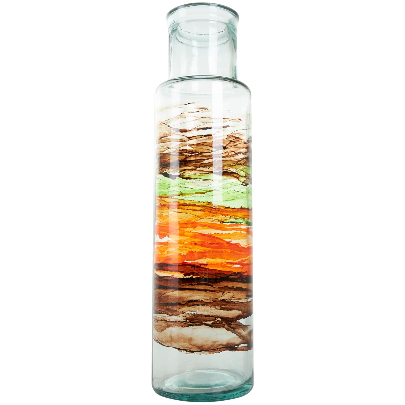 22&#x22; Multicolor Swirl Glass Cylinder Vase