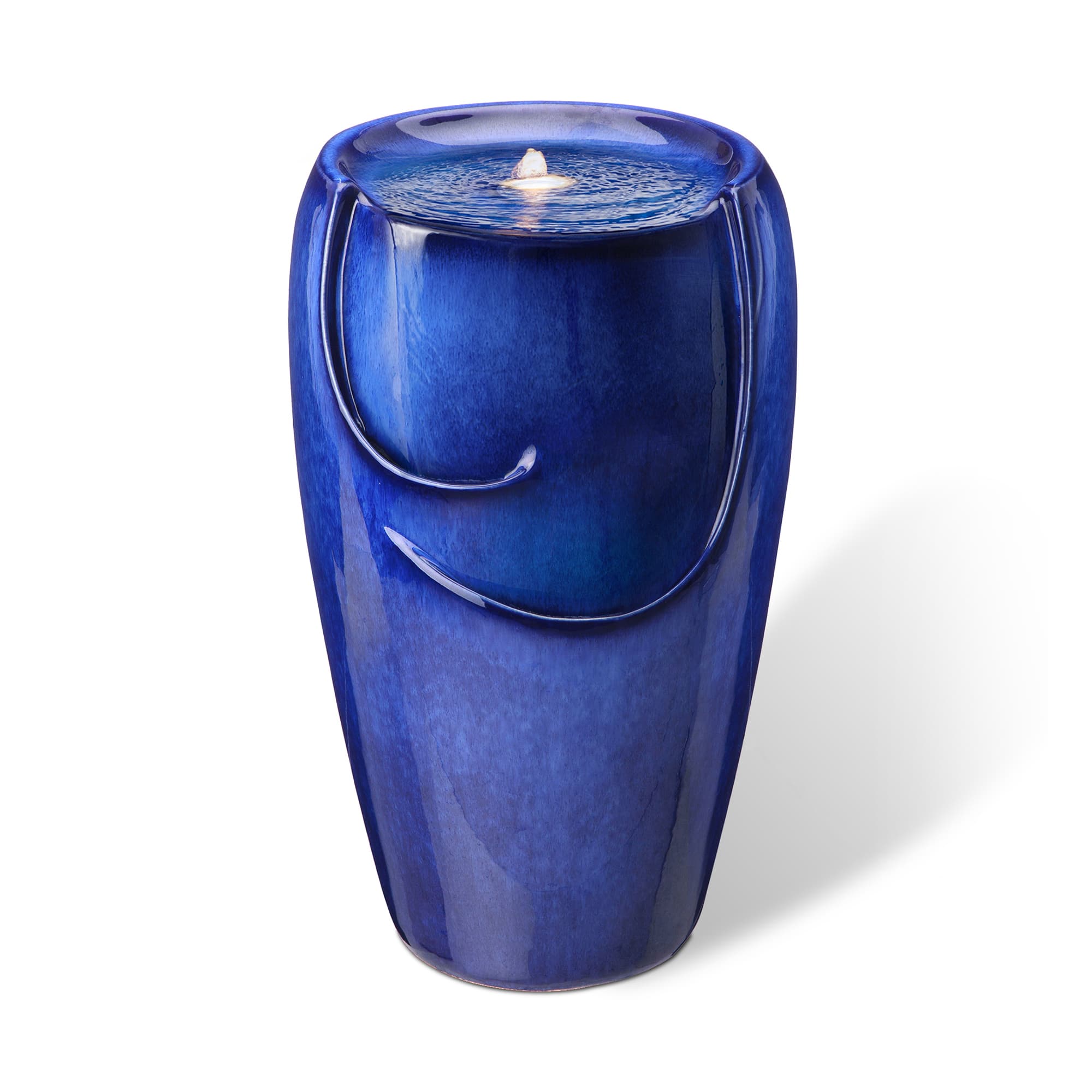 Glitzhome&#xAE; 20.5&#x22; Cobalt Blue LED Ceramic Outdoor Fountain