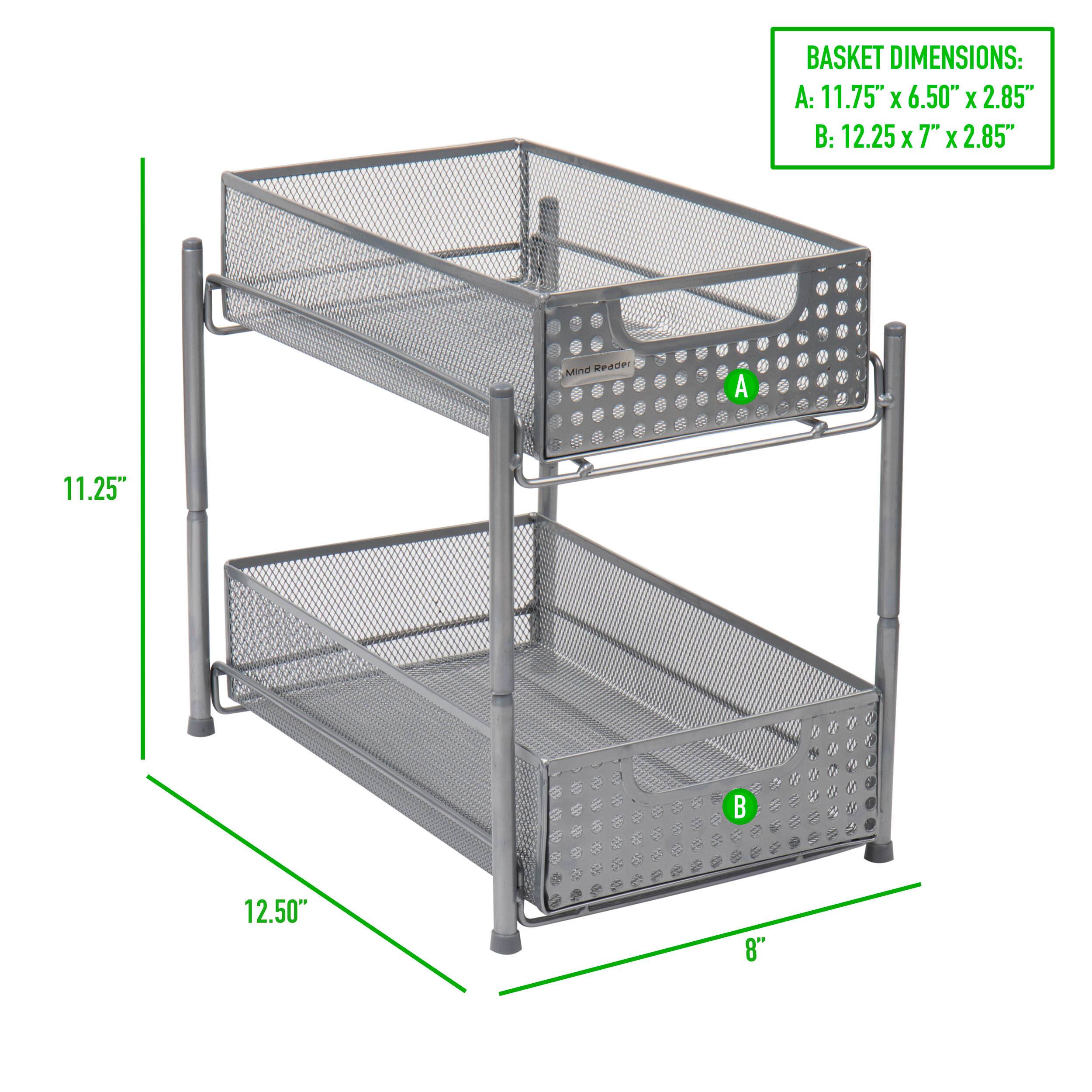 Mind Reader 2Tier Metal Mesh Heavy Duty Organizer Slide Out Basket