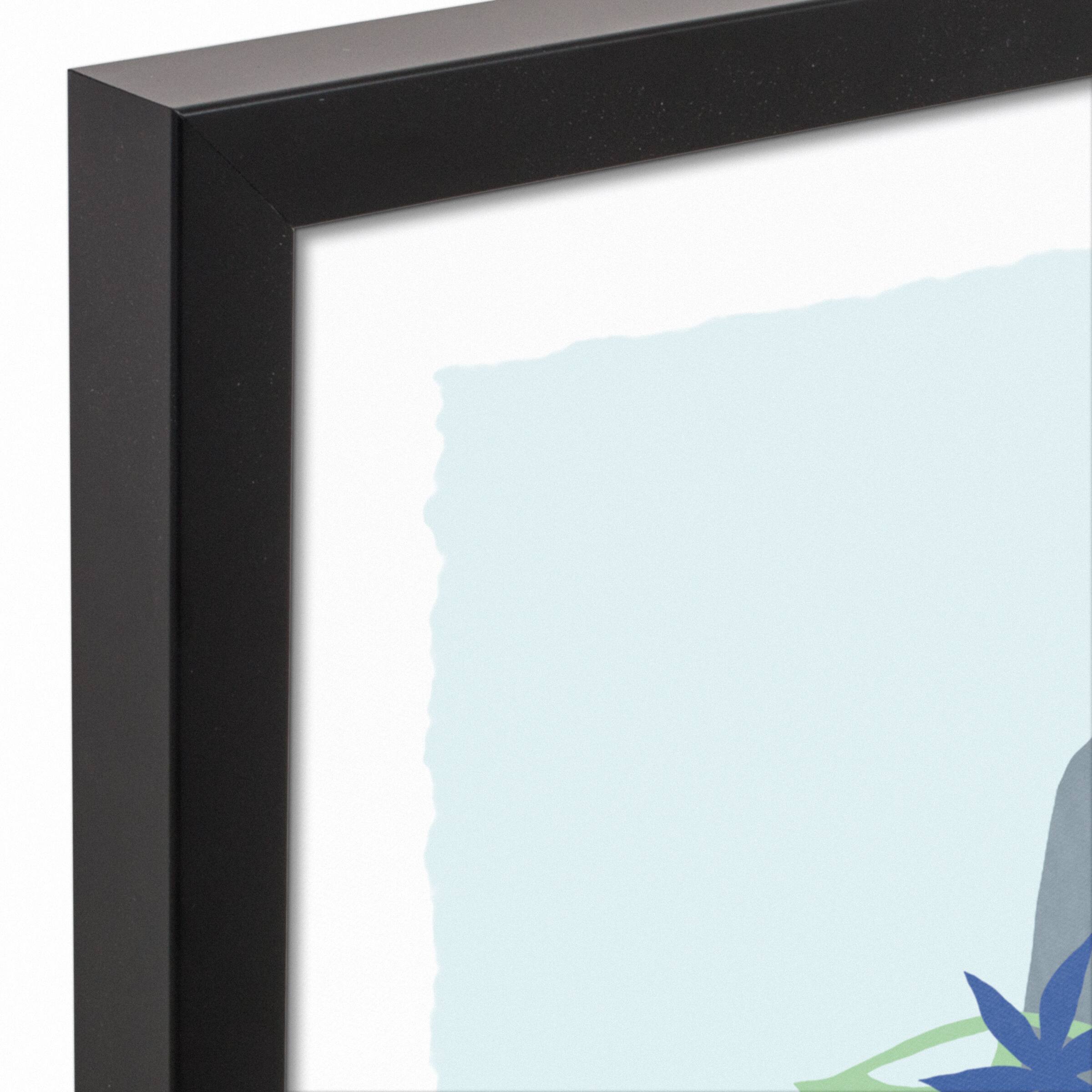 Coastal Market Bag Canvas Wall Art in Black Frame