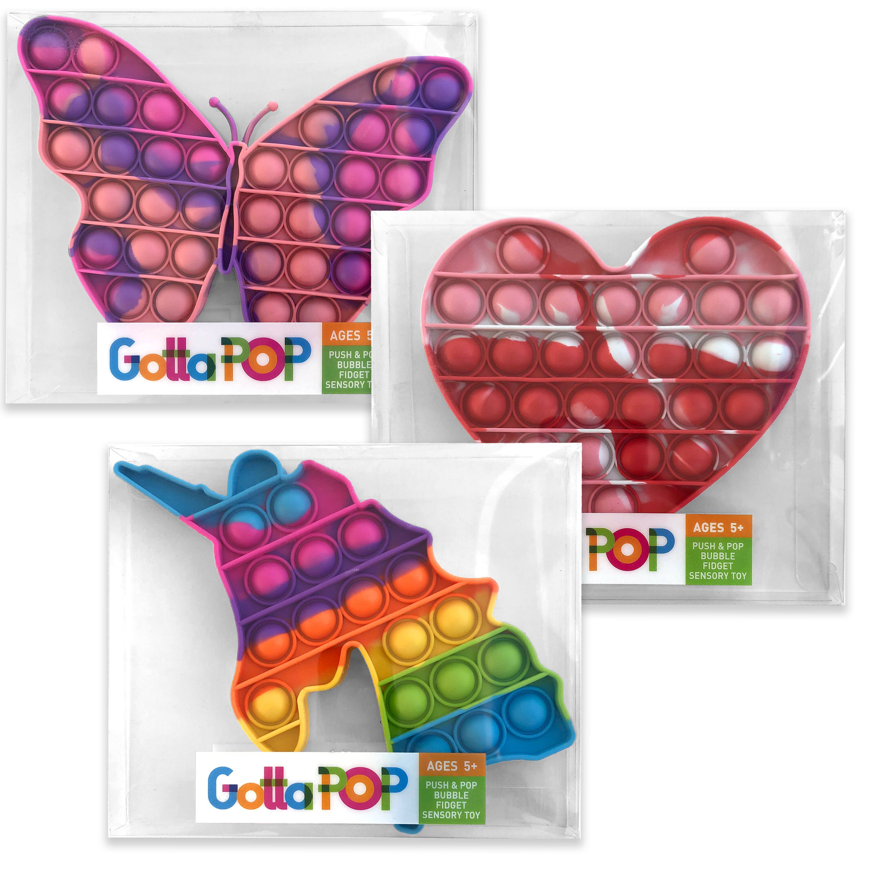 GottaPop Butterfly, Heart &#x26; Unicorn Pop It Fidget Toys, 3ct.