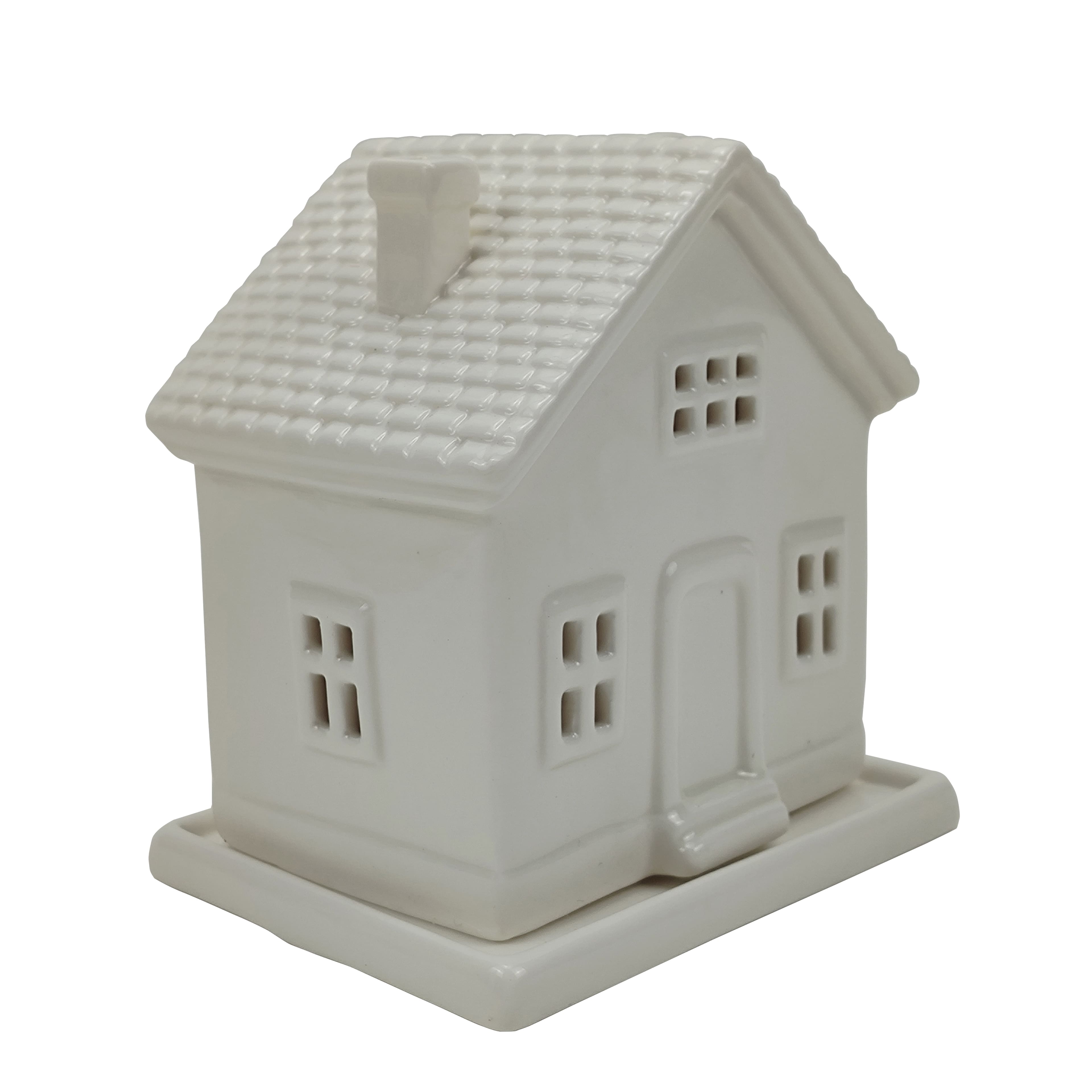 6&#x22; White Ceramic House Incense Cone Holder by Ashland&#xAE;